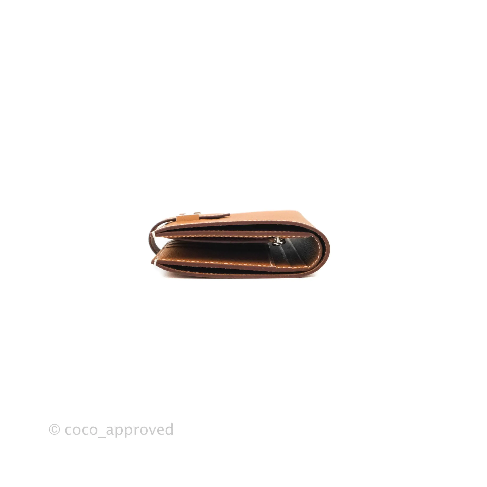 Hermes Bearn Card Holder Gold Epsom Palladium Hardware