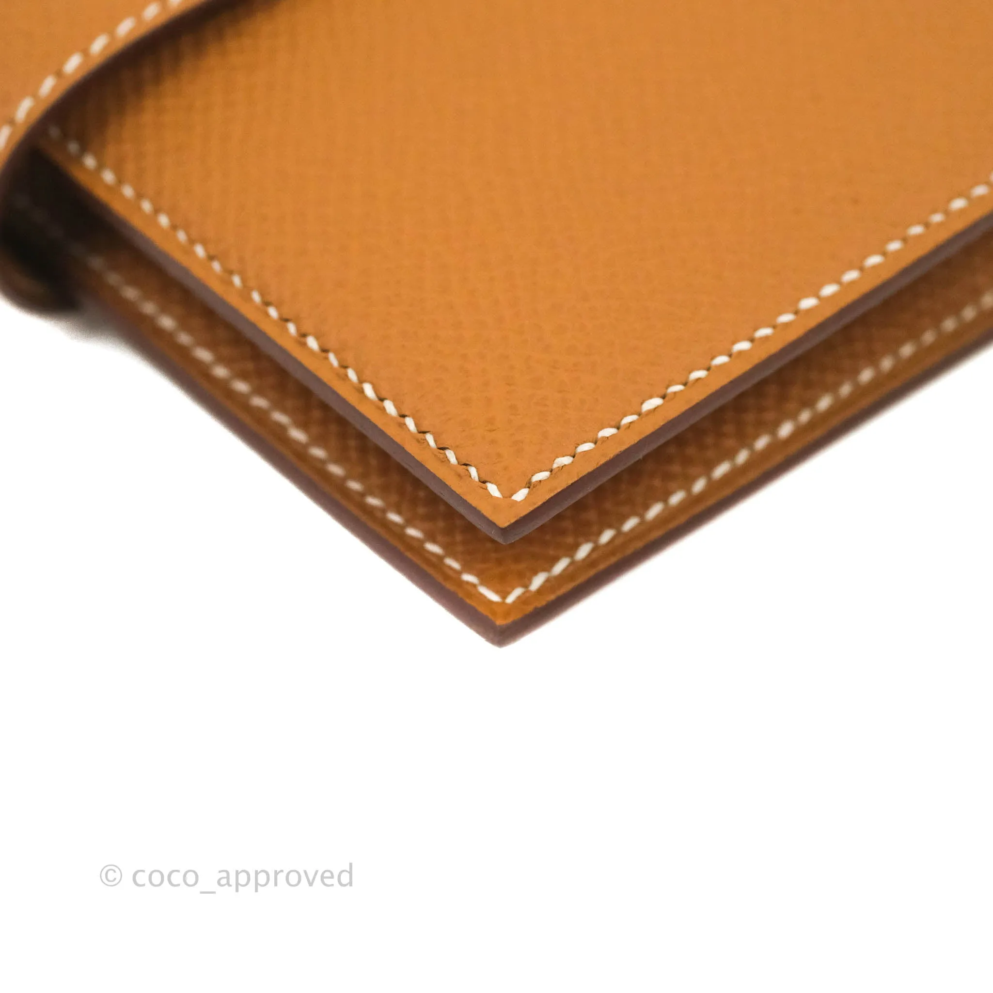 Hermes Bearn Card Holder Gold Epsom Palladium Hardware