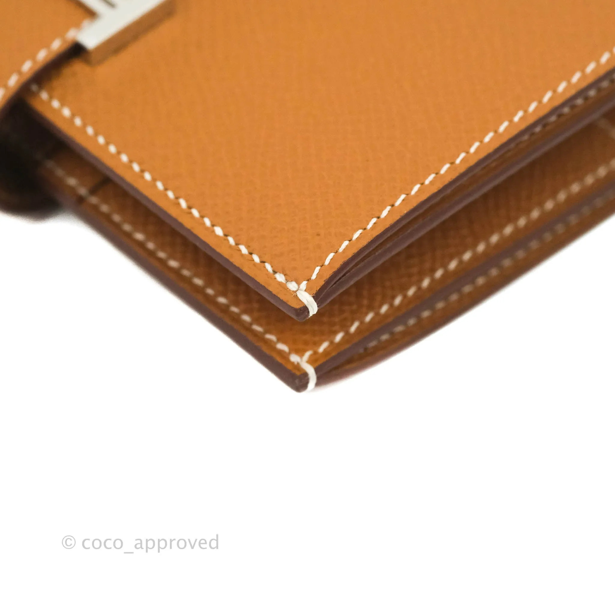 Hermes Bearn Card Holder Gold Epsom Palladium Hardware