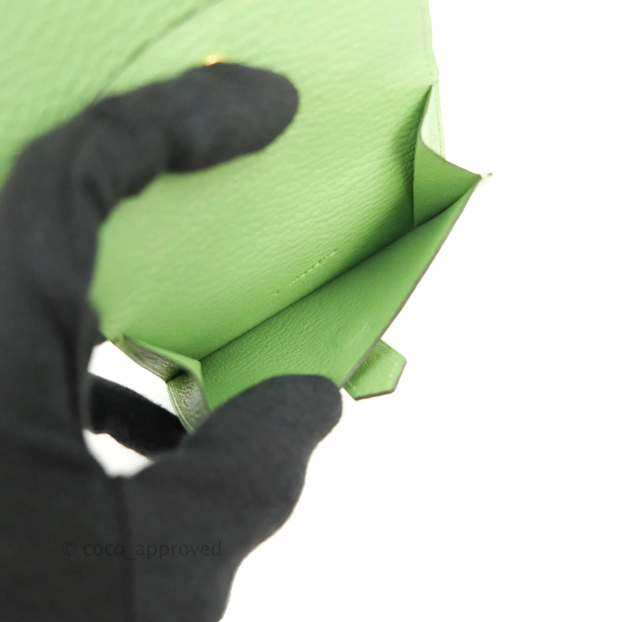 Hermes Bearn Mini Wallet Epsom Vert Crique