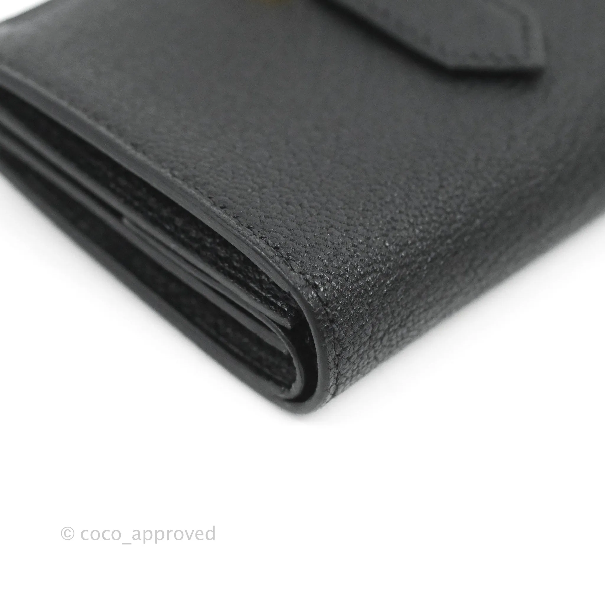 Hermes Bearn Mini Wallet Mysore Black Gold Hardware