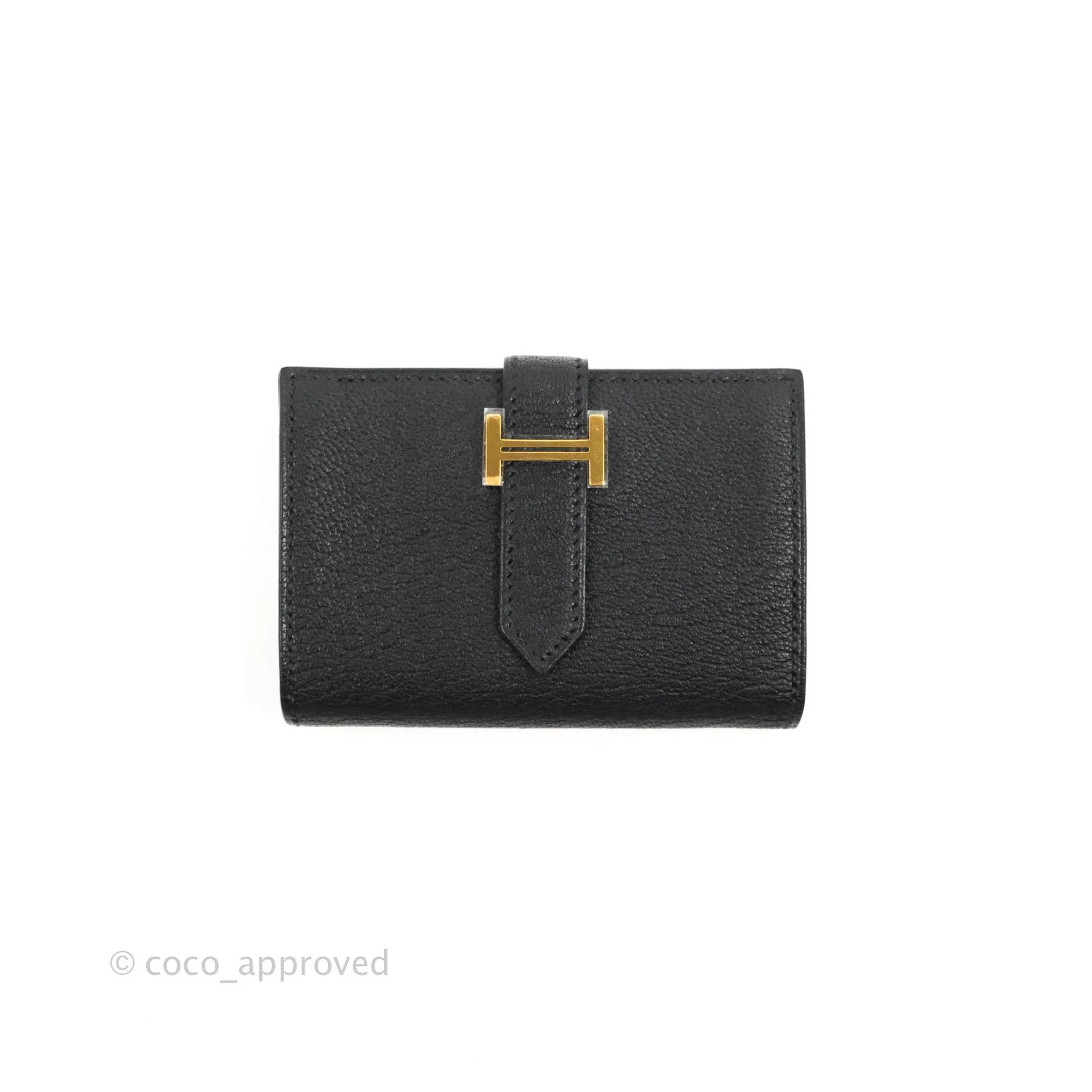 Hermes Bearn Mini Wallet Mysore Black Gold Hardware
