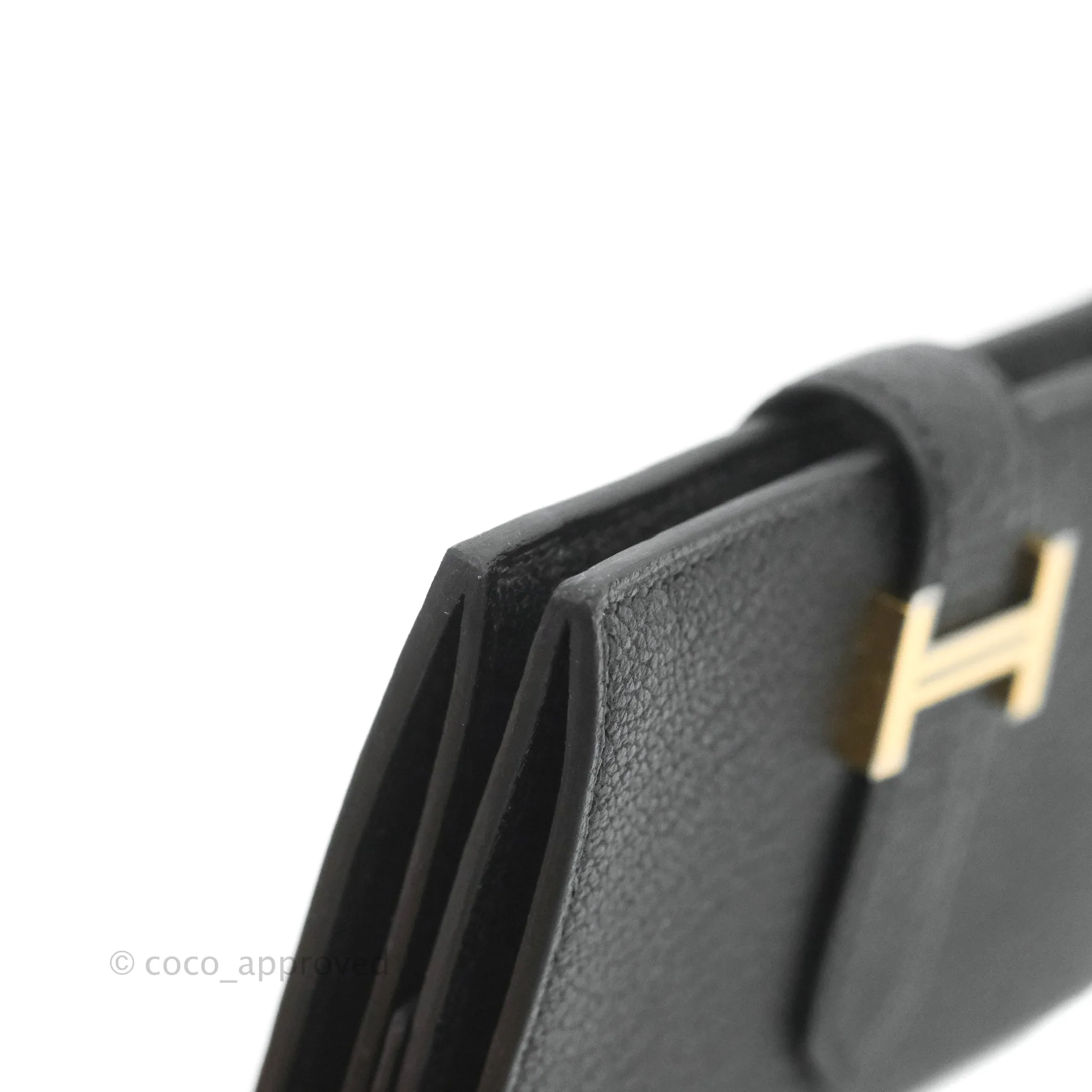 Hermes Bearn Mini Wallet Mysore Black Gold Hardware