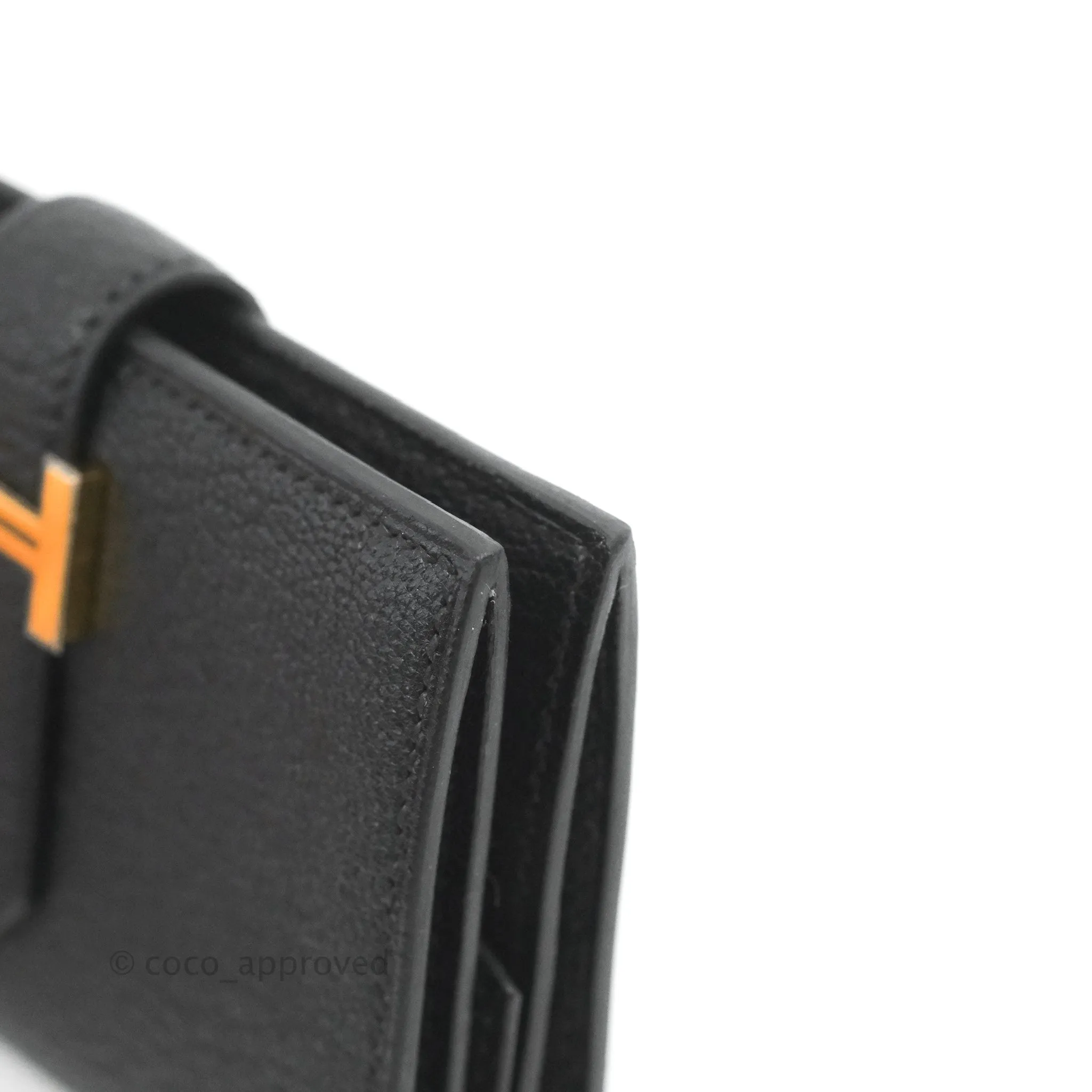 Hermes Bearn Mini Wallet Mysore Black Gold Hardware