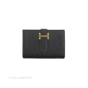 Hermes Bearn Mini Wallet Mysore Black Gold Hardware