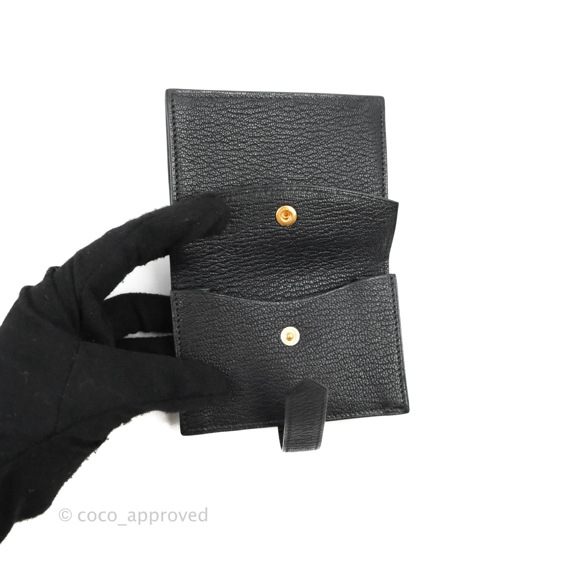 Hermes Bearn Mini Wallet Mysore Black Gold Hardware