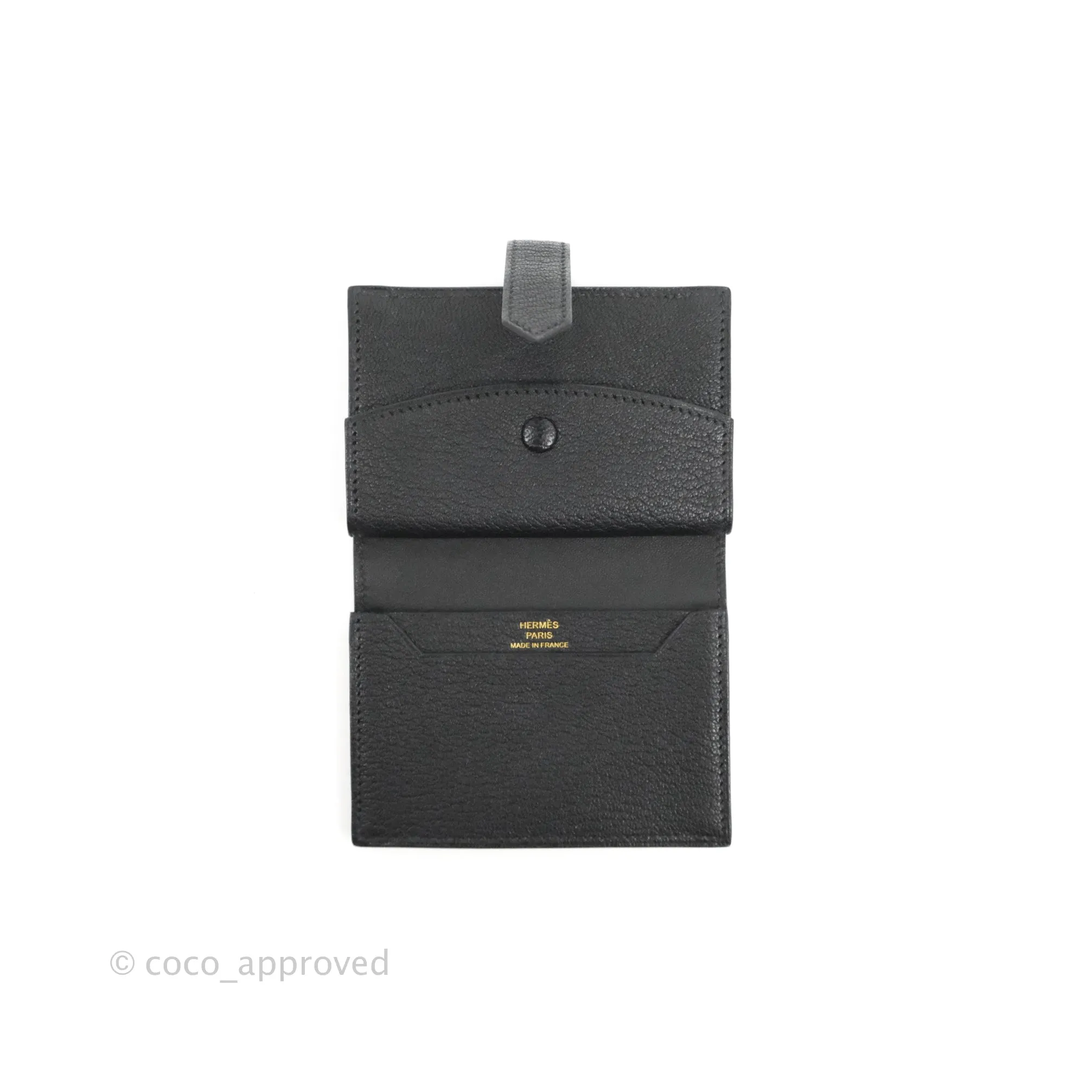 Hermes Bearn Mini Wallet Mysore Black Gold Hardware