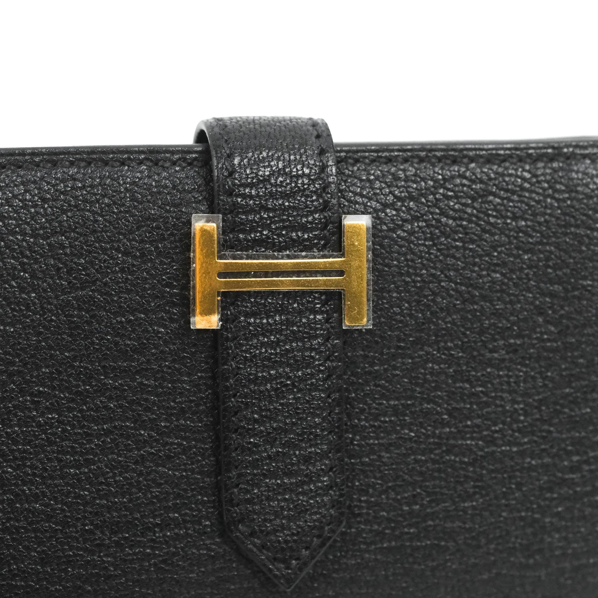 Hermes Bearn Mini Wallet Mysore Black Gold Hardware