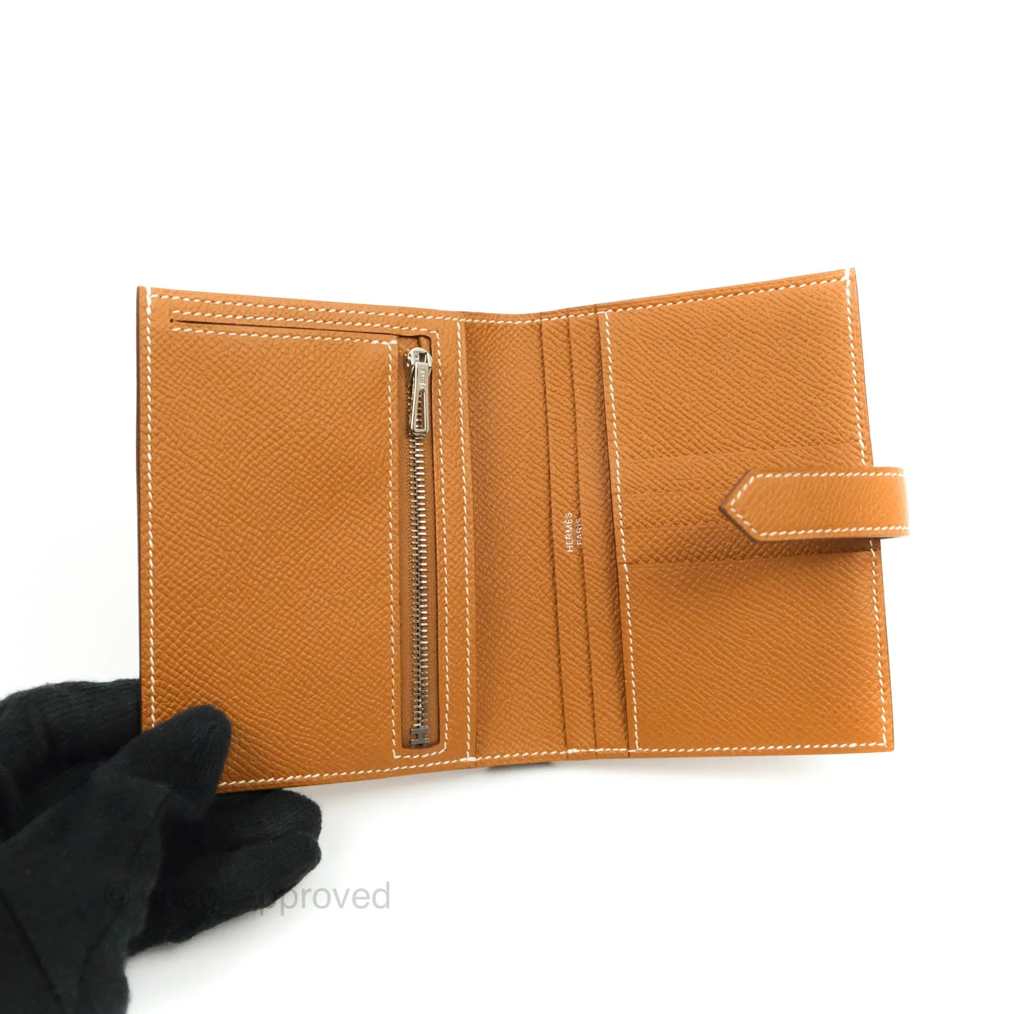Hermes Bearn Wallet Gold Epsom Palladium Hardware