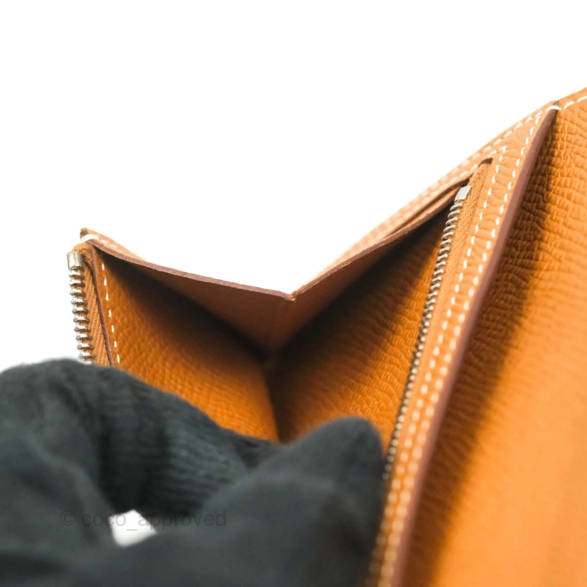 Hermes Bearn Wallet Gold Epsom Palladium Hardware