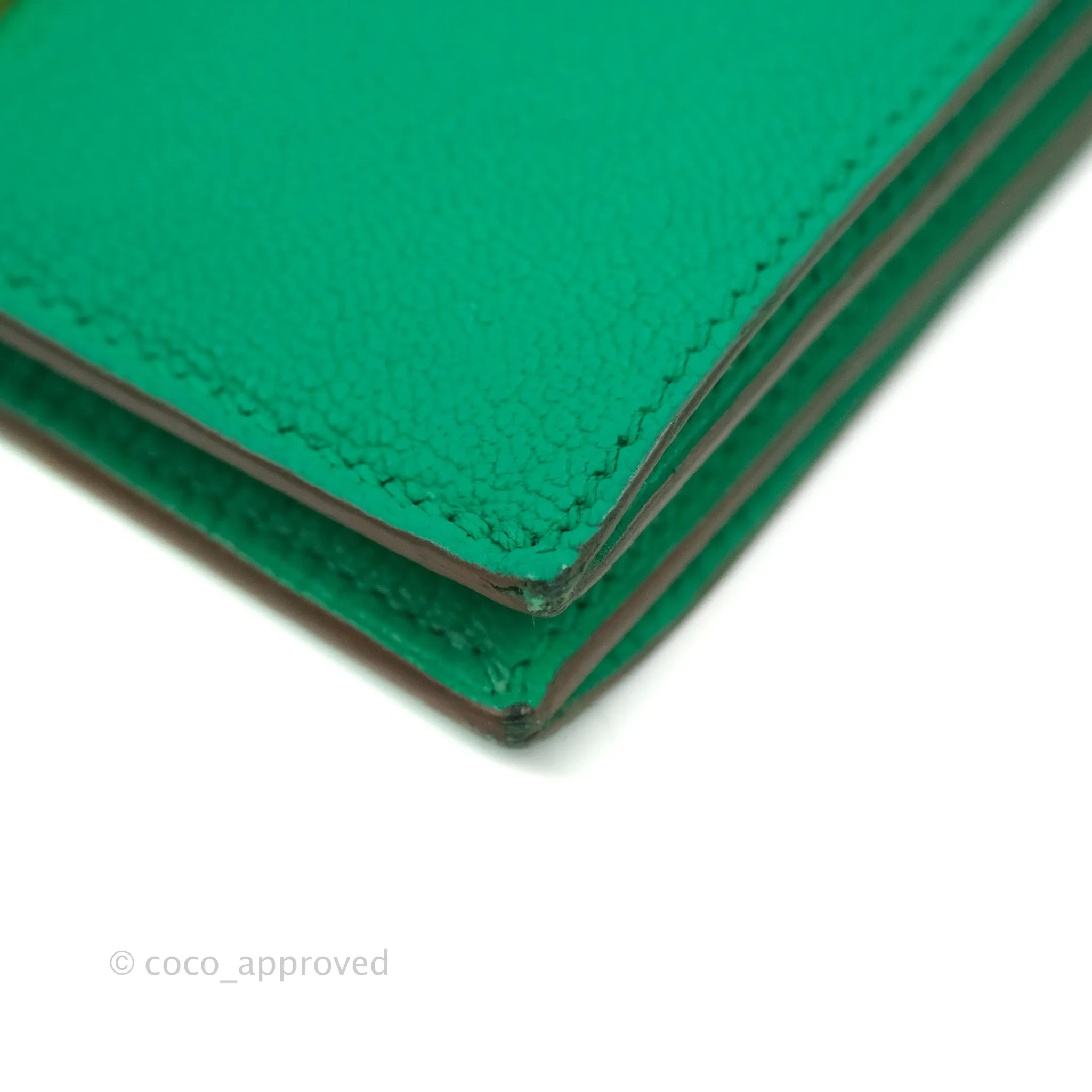 Hermes Bearn Wallet Green Chevre Mysore Gold Hardware