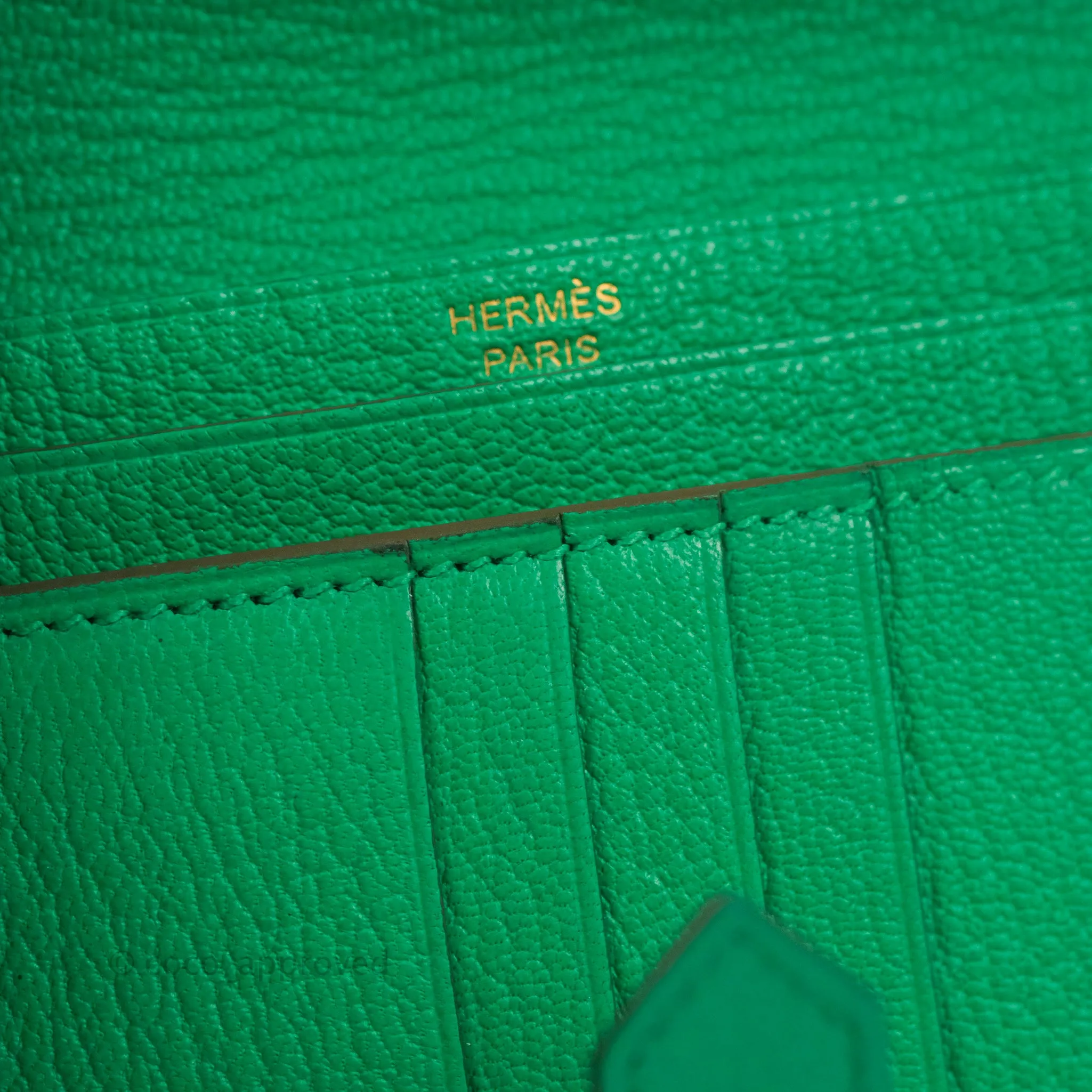 Hermes Bearn Wallet Green Chevre Mysore Gold Hardware