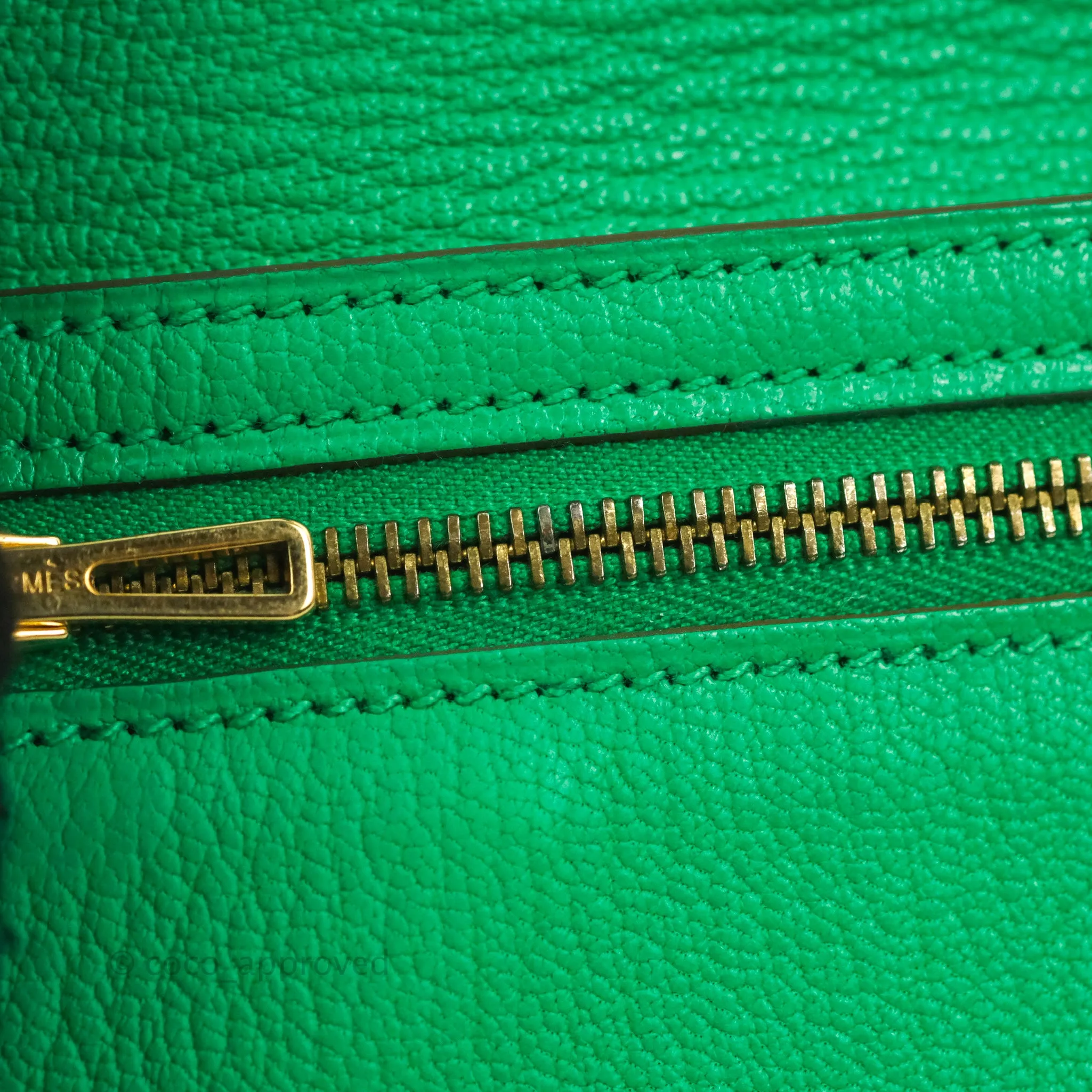 Hermes Bearn Wallet Green Chevre Mysore Gold Hardware