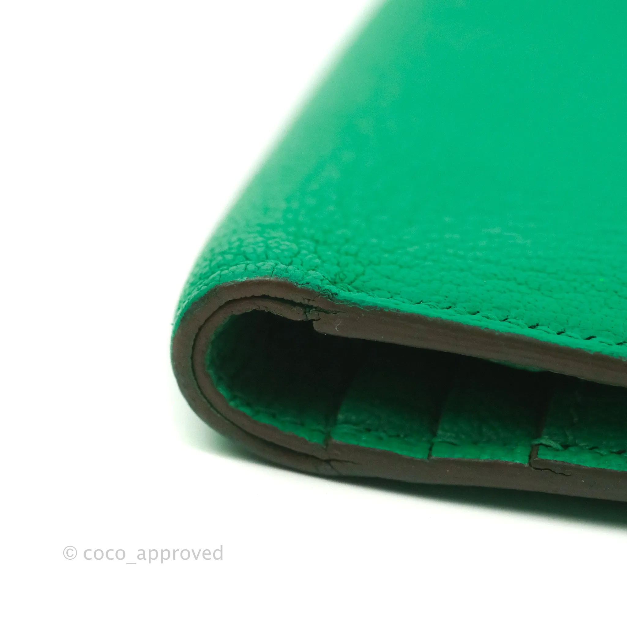 Hermes Bearn Wallet Green Chevre Mysore Gold Hardware