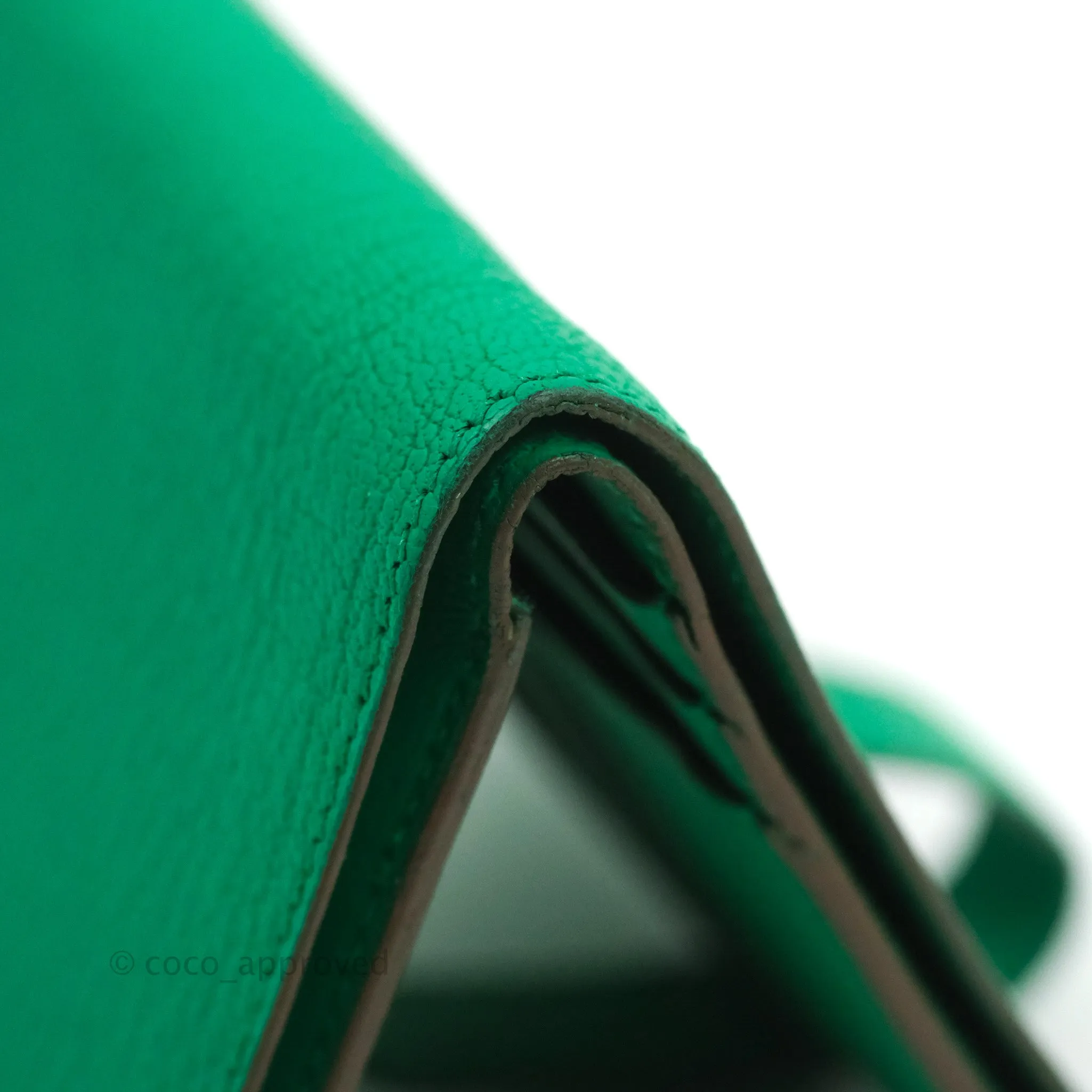 Hermes Bearn Wallet Green Chevre Mysore Gold Hardware