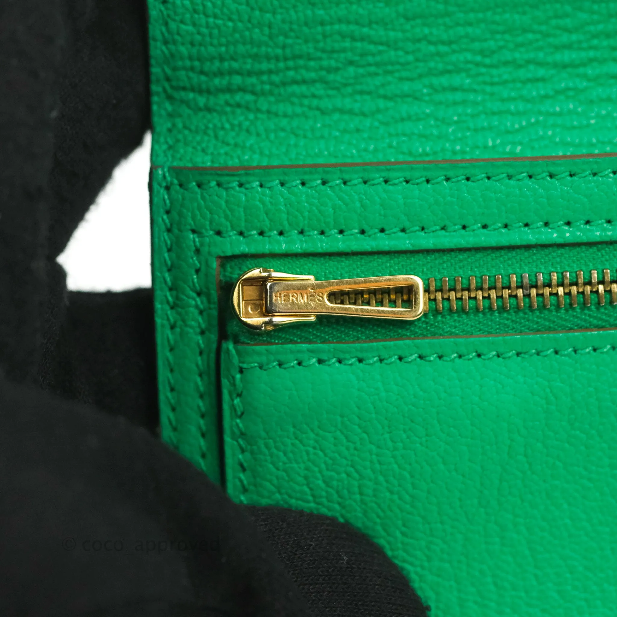 Hermes Bearn Wallet Green Chevre Mysore Gold Hardware