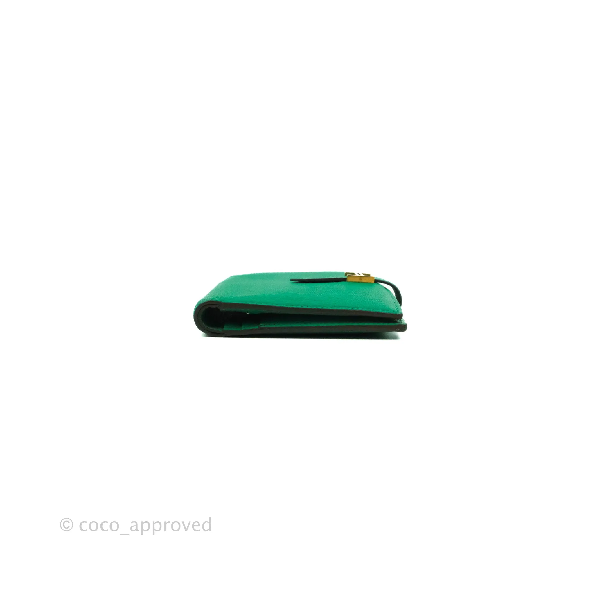 Hermes Bearn Wallet Green Chevre Mysore Gold Hardware