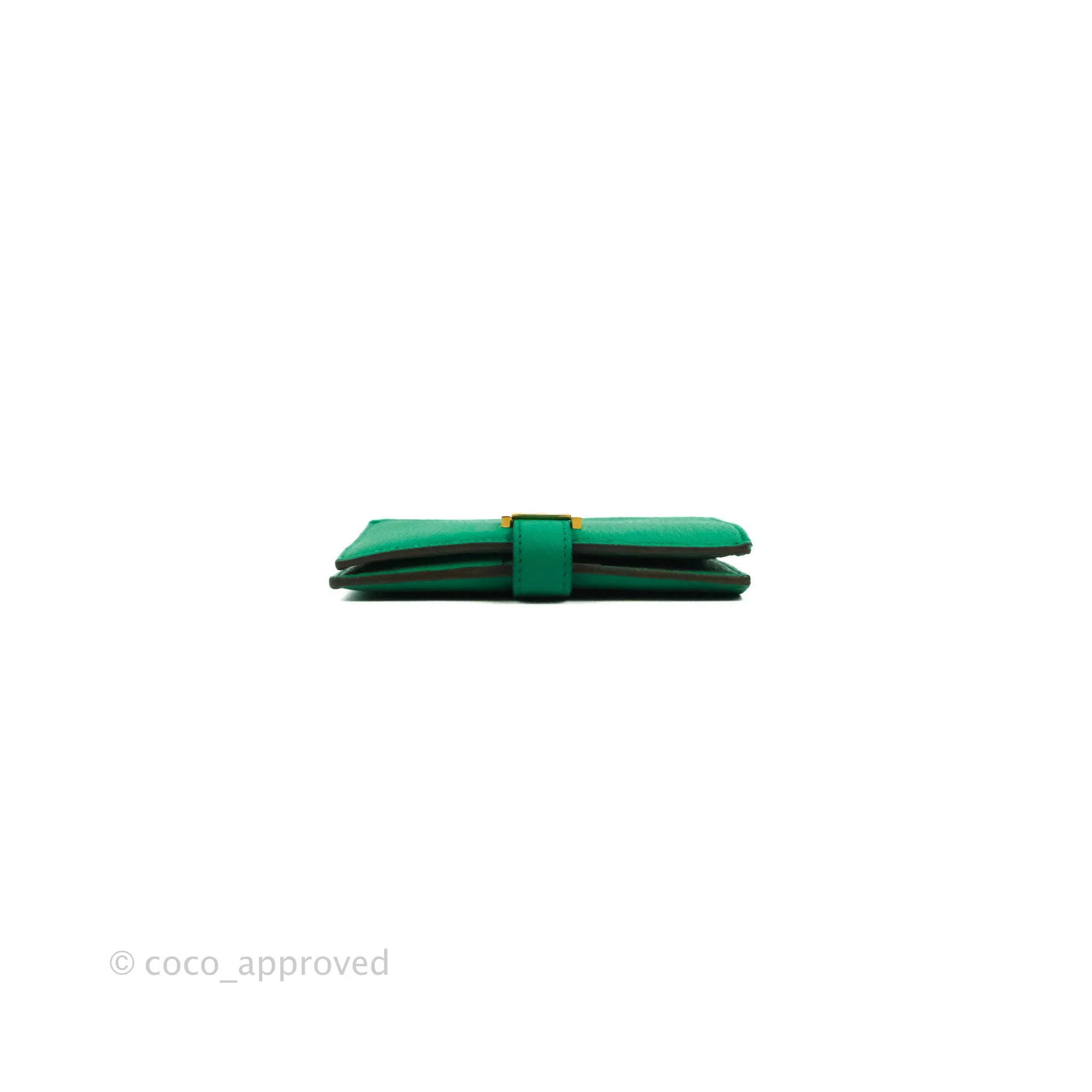 Hermes Bearn Wallet Green Chevre Mysore Gold Hardware