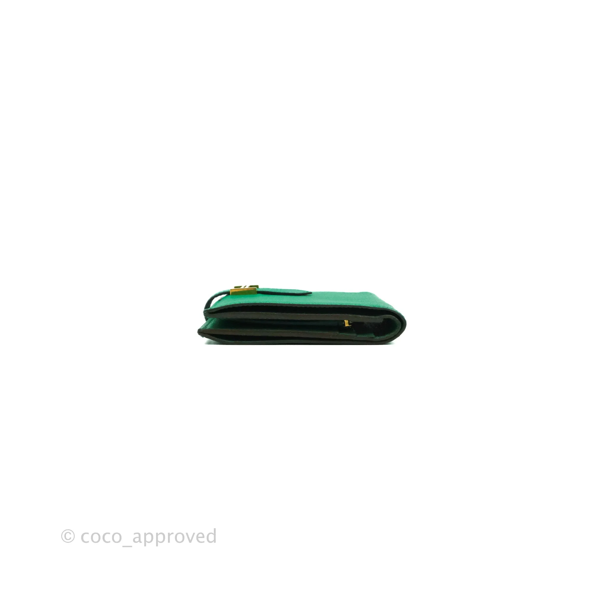 Hermes Bearn Wallet Green Chevre Mysore Gold Hardware
