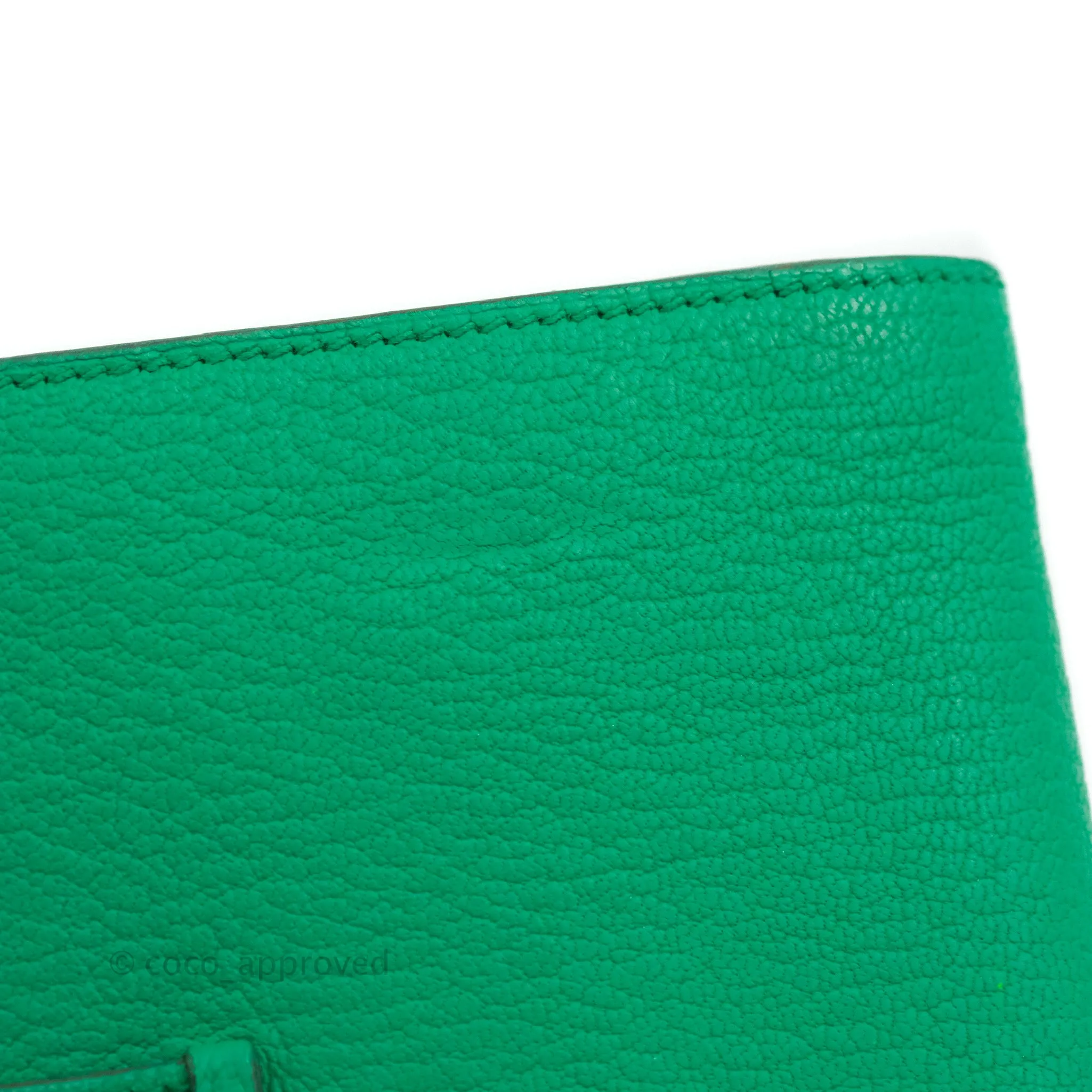 Hermes Bearn Wallet Green Chevre Mysore Gold Hardware