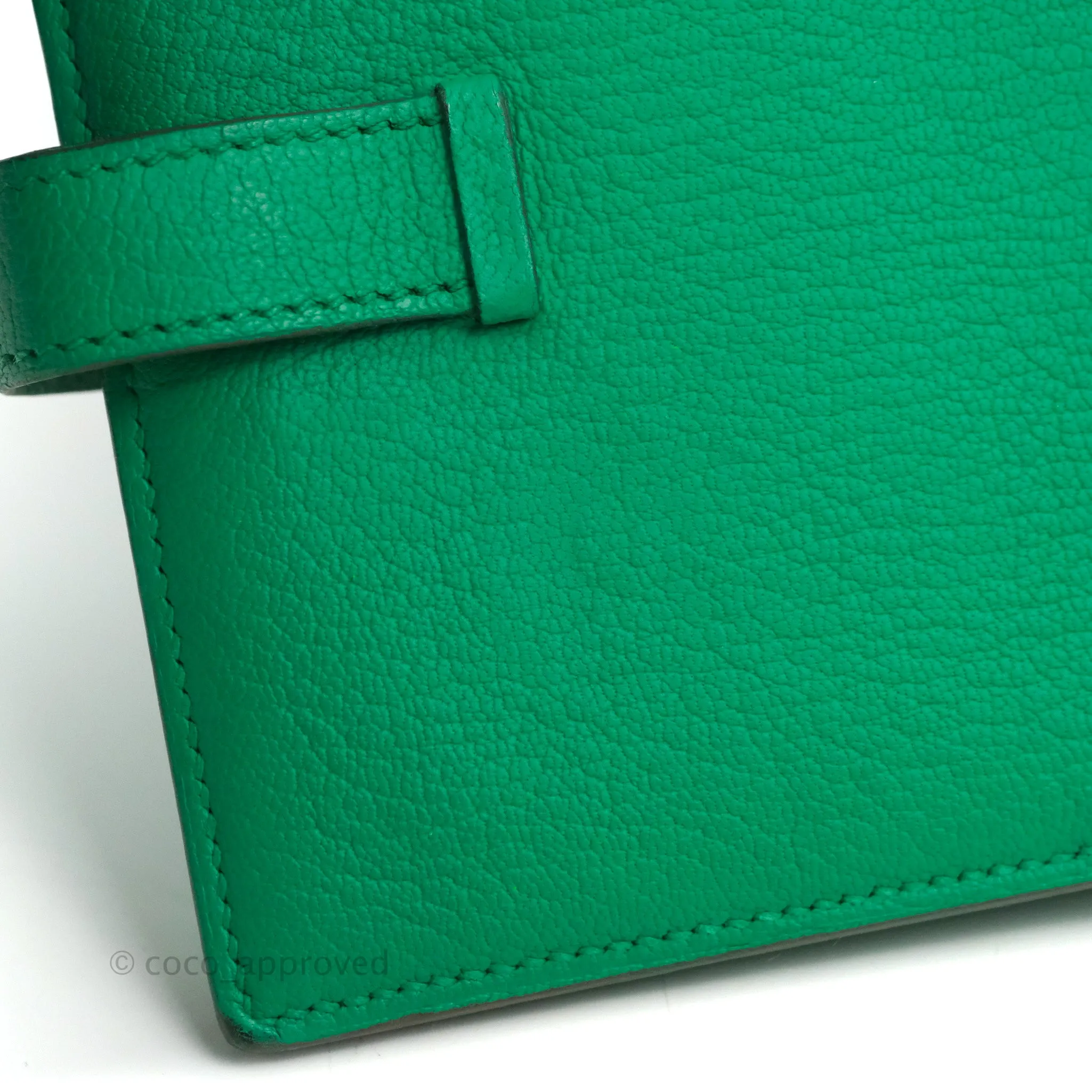Hermes Bearn Wallet Green Chevre Mysore Gold Hardware