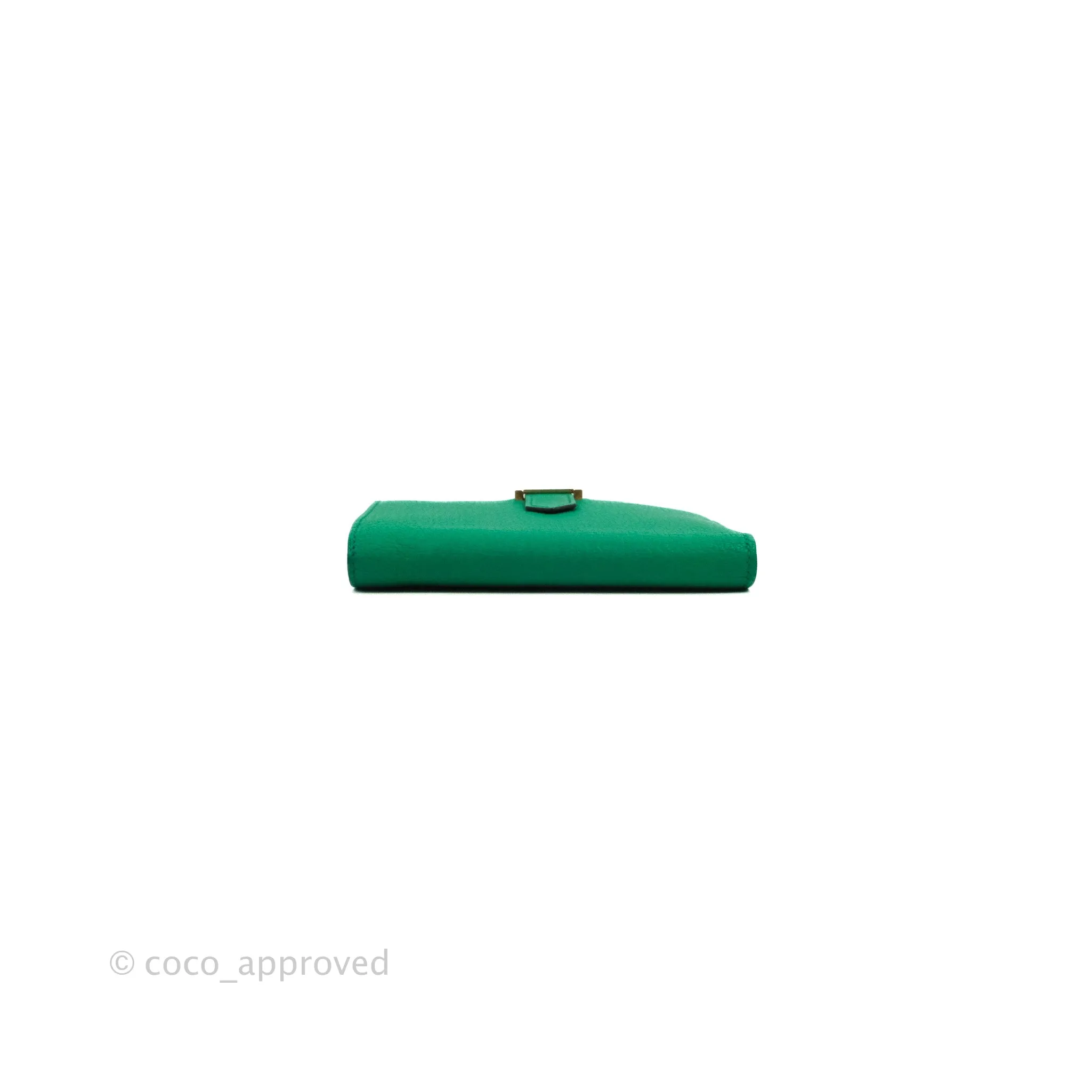 Hermes Bearn Wallet Green Chevre Mysore Gold Hardware