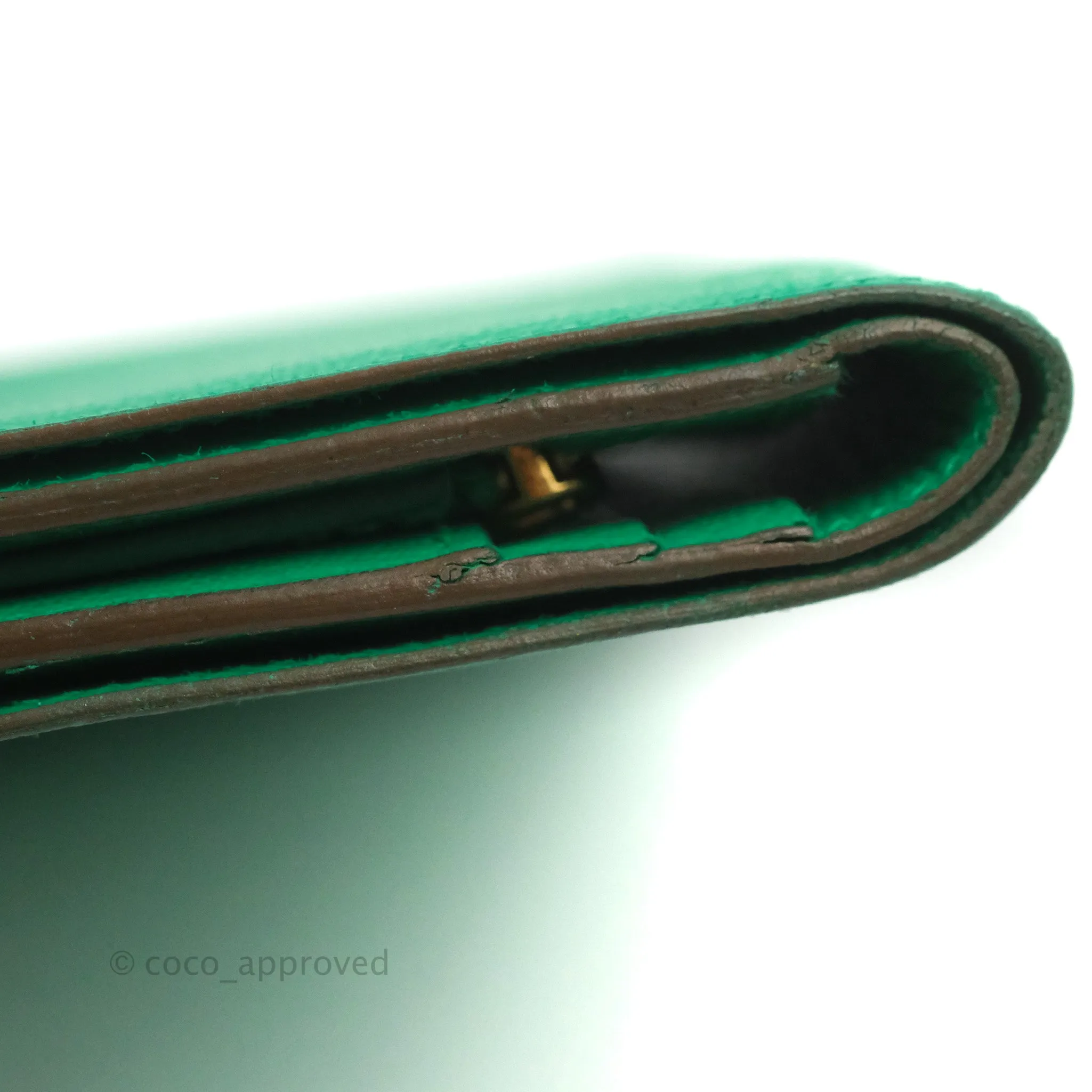 Hermes Bearn Wallet Green Chevre Mysore Gold Hardware