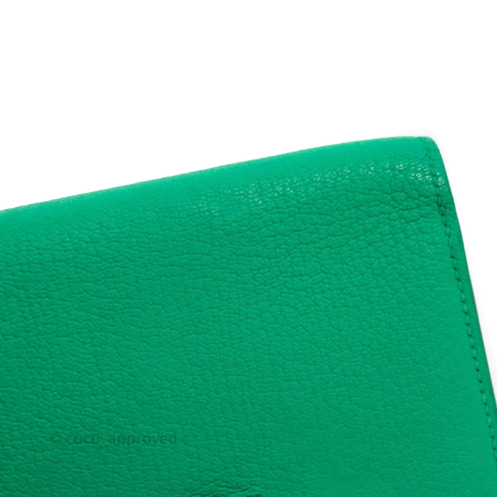 Hermes Bearn Wallet Green Chevre Mysore Gold Hardware
