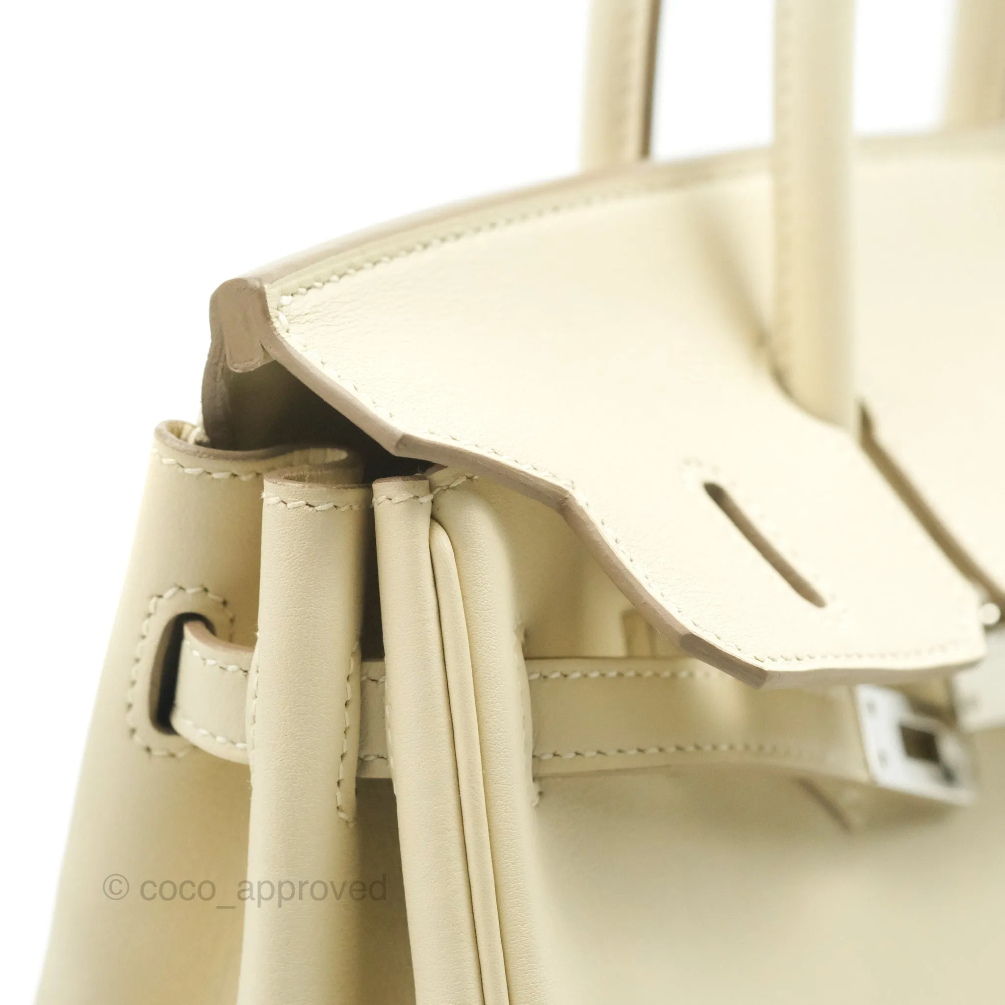 Hermes Birkin 25 Craie Swift Palladium Hardware