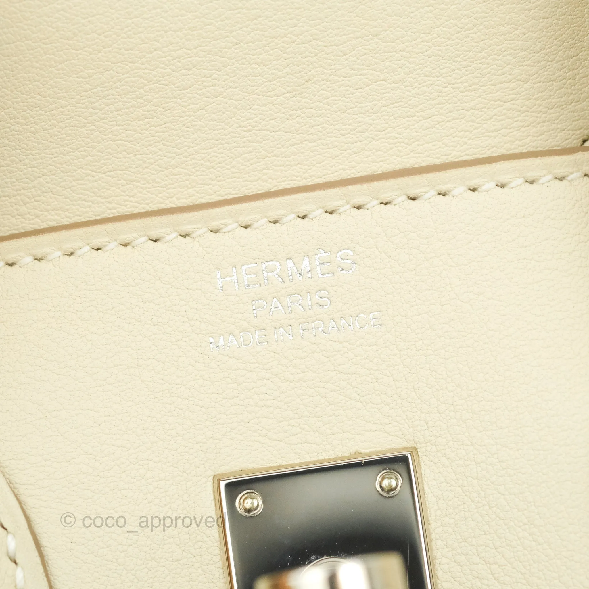 Hermes Birkin 25 Craie Swift Palladium Hardware