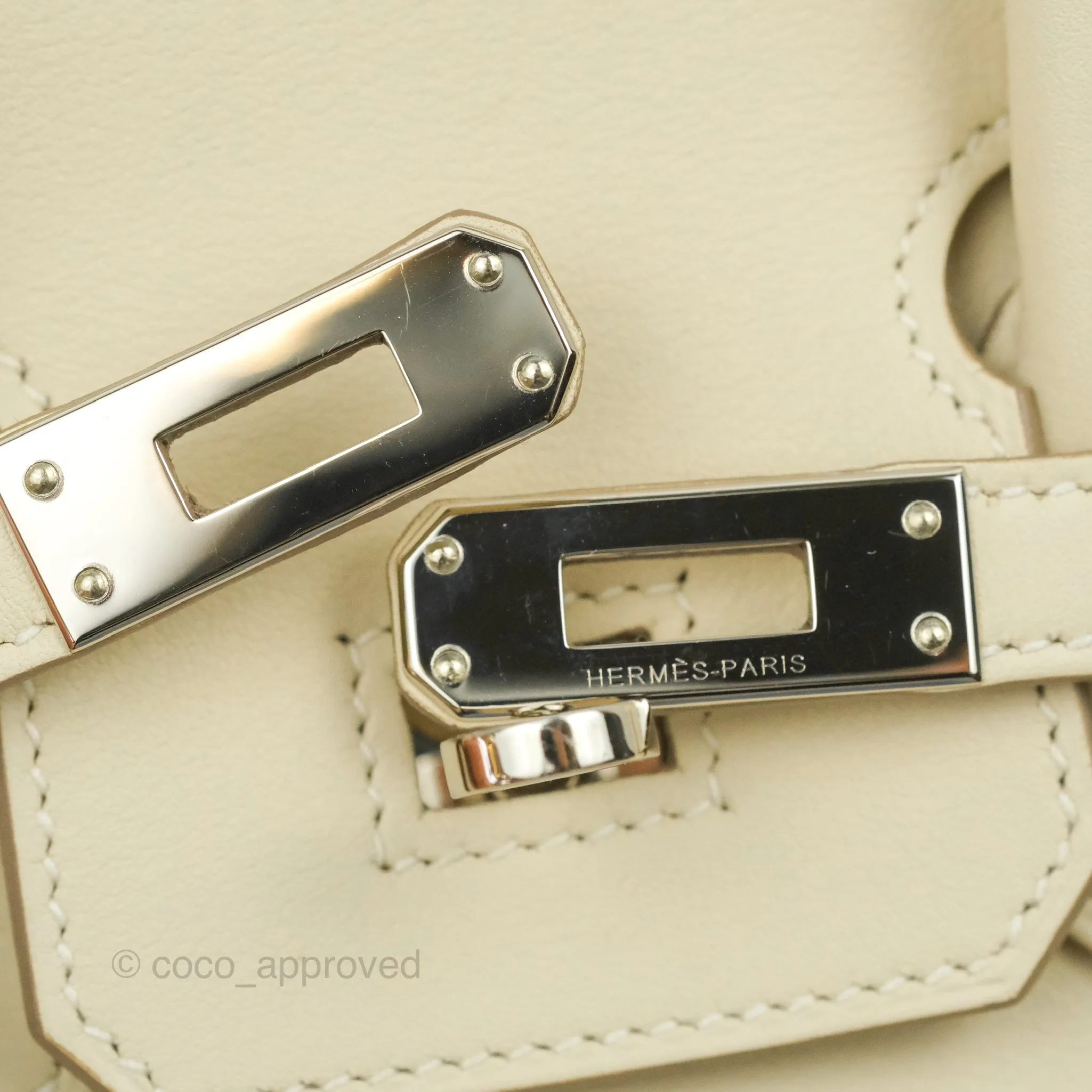 Hermes Birkin 25 Craie Swift Palladium Hardware
