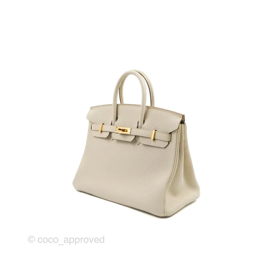Hermes Birkin 25 Craie Togo Gold Hardware