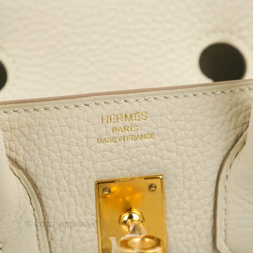 Hermes Birkin 25 Craie Togo Gold Hardware
