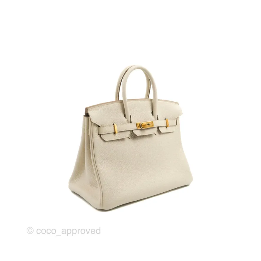 Hermes Birkin 25 Craie Togo Gold Hardware