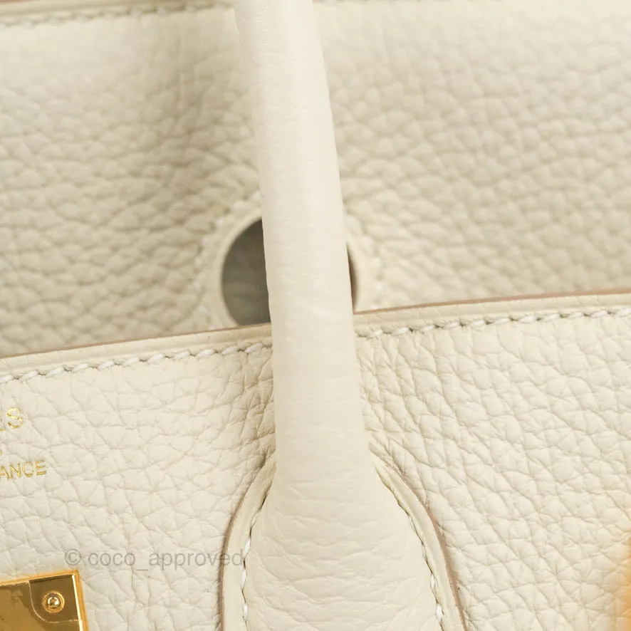 Hermes Birkin 25 Craie Togo Gold Hardware