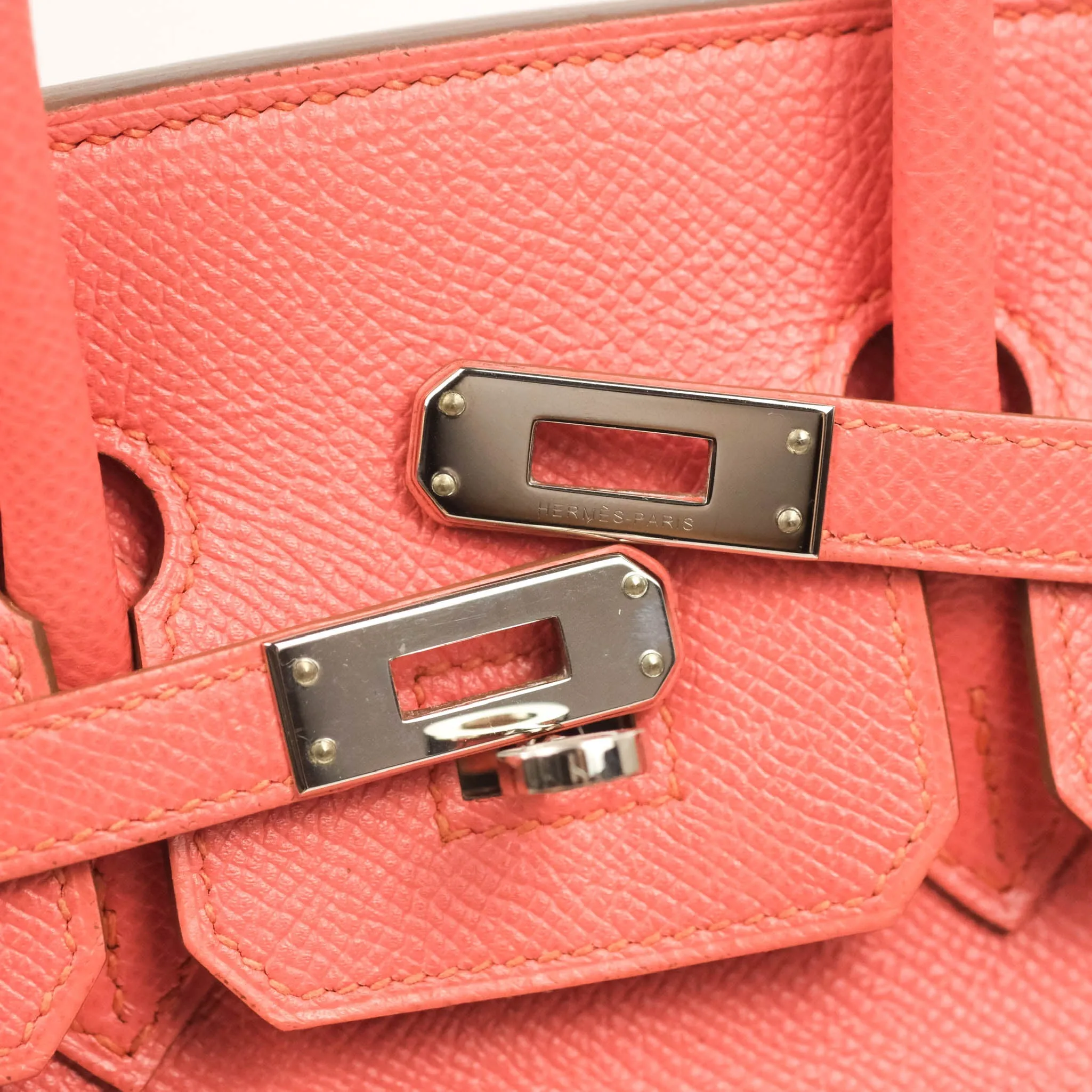 Hermes Birkin 25 Flamingo Epsom Palladium Hardware
