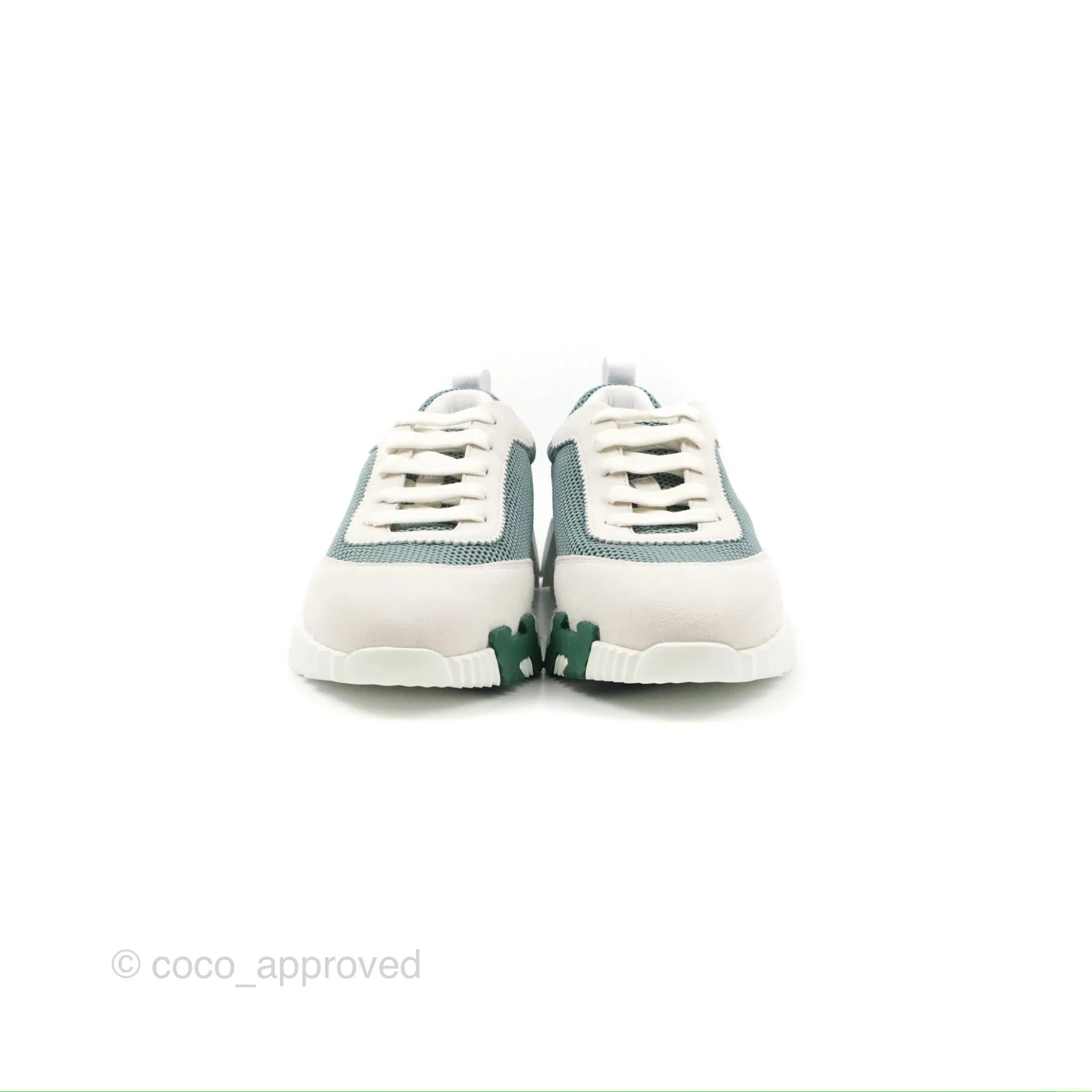 Hermes Bouncing Sneaker Vert D'eau/White Size 38