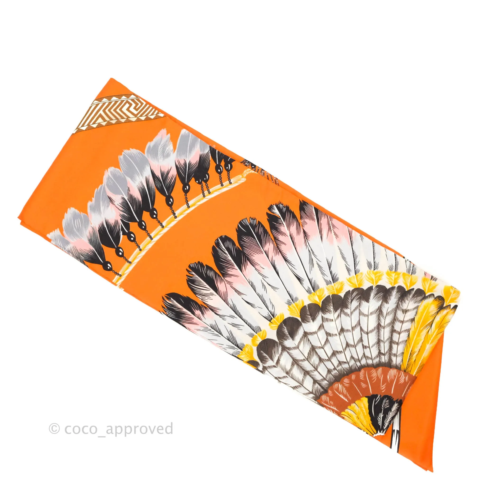 Hermes 'Brazil' Maxi Twilly Scarf Coral