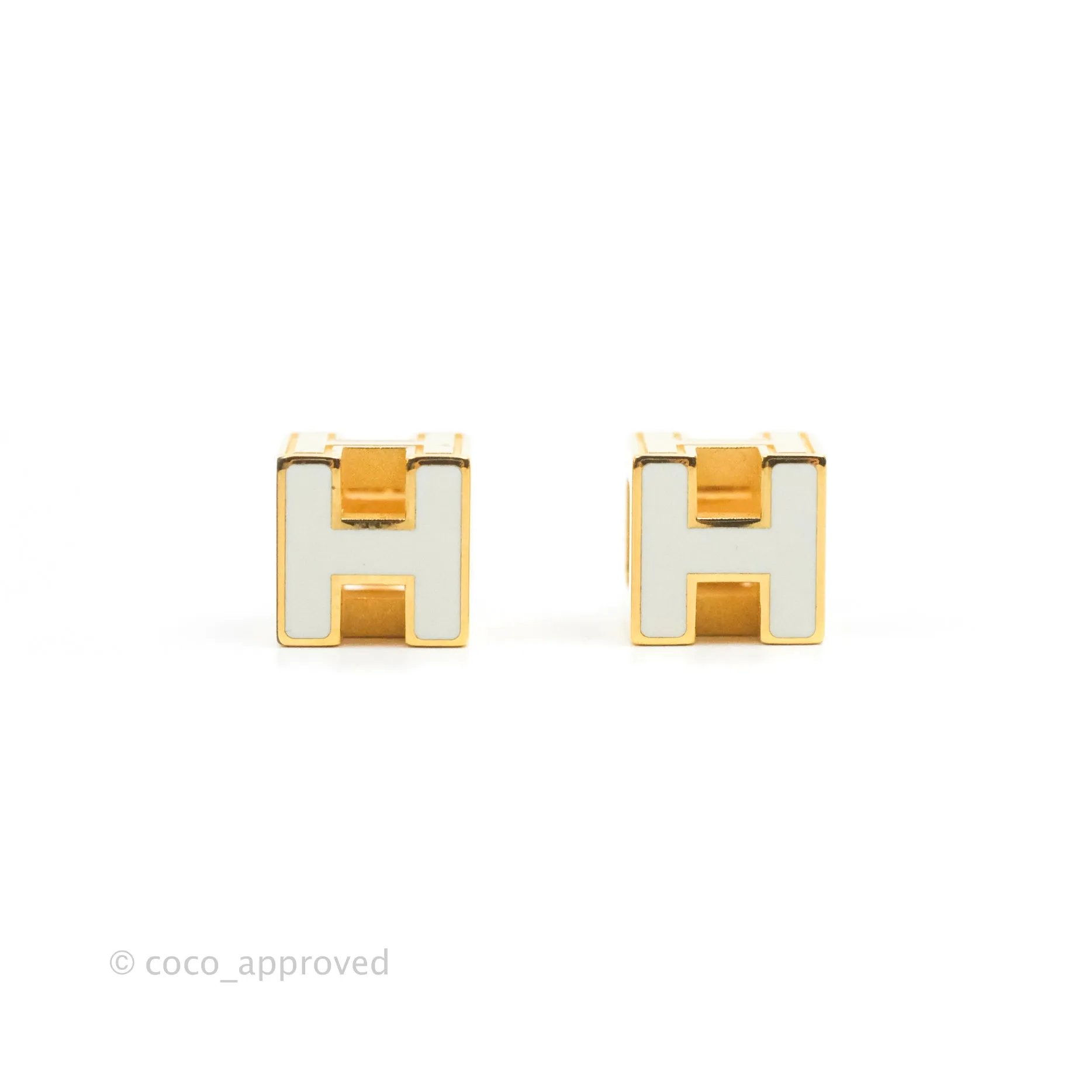 Hermes Cage D'H Earrings White Gold Hardware