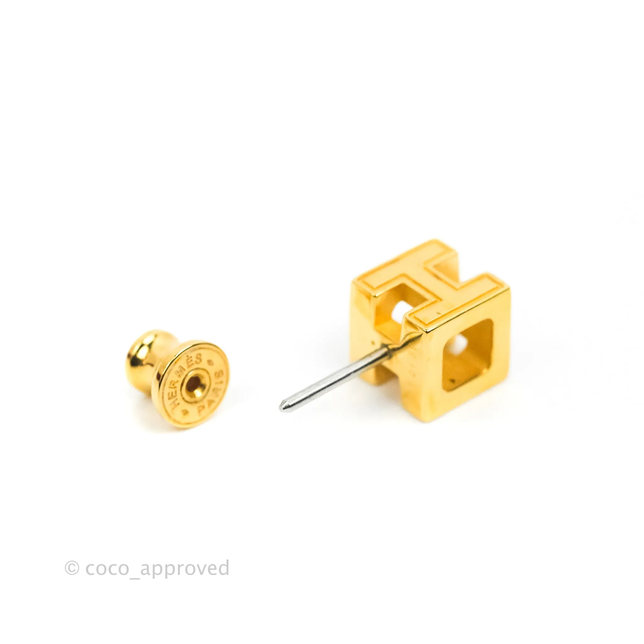 Hermes Cage D'H Earrings White Gold Hardware