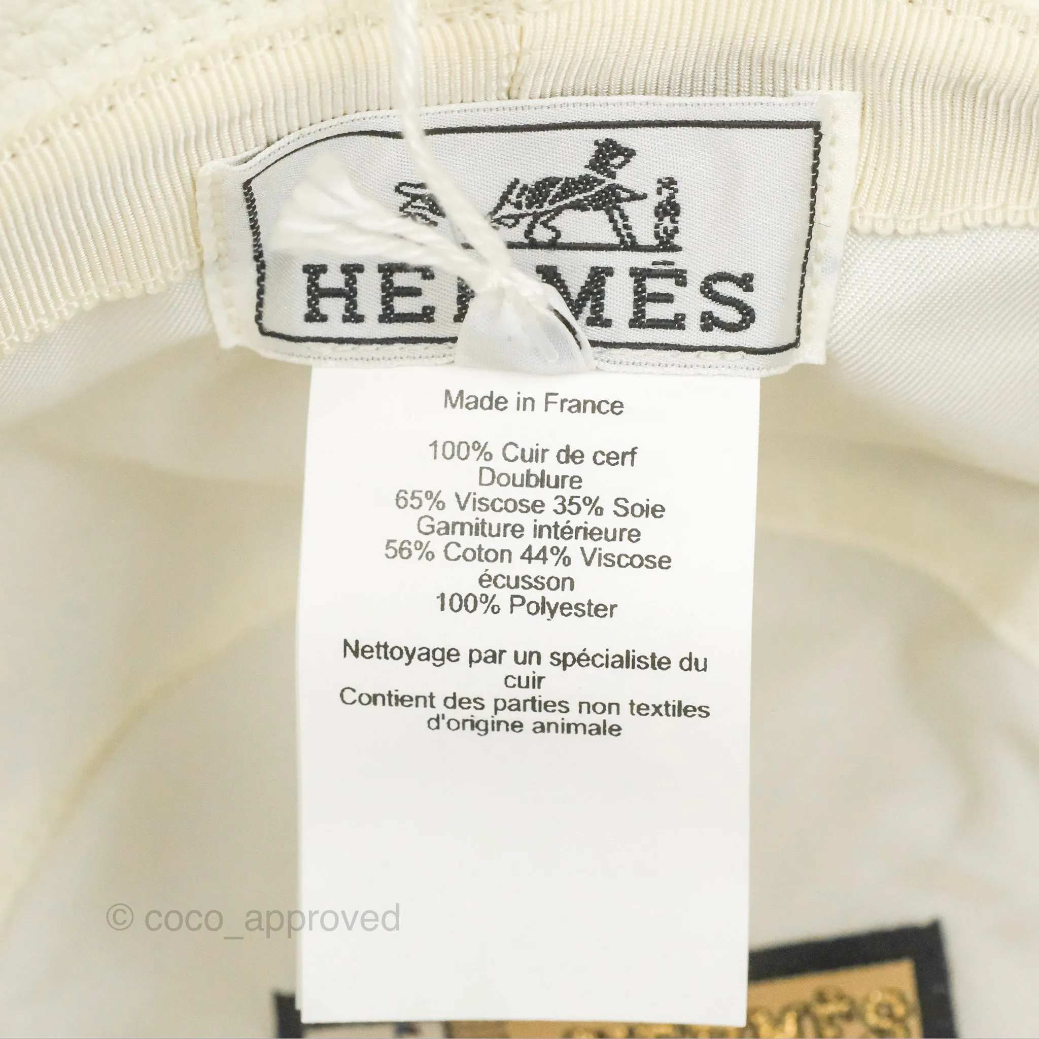Hermes Calvi Bucket Hat Blanc Casse Deerskin=