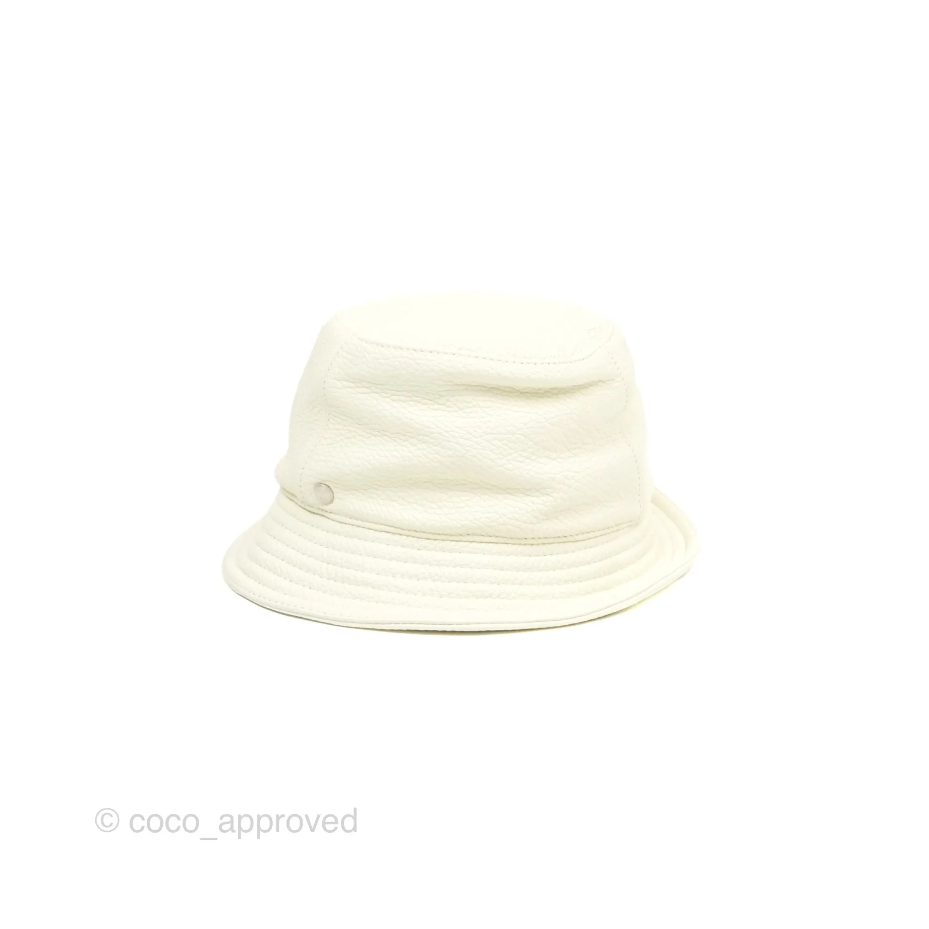 Hermes Calvi Bucket Hat Blanc Casse Deerskin=