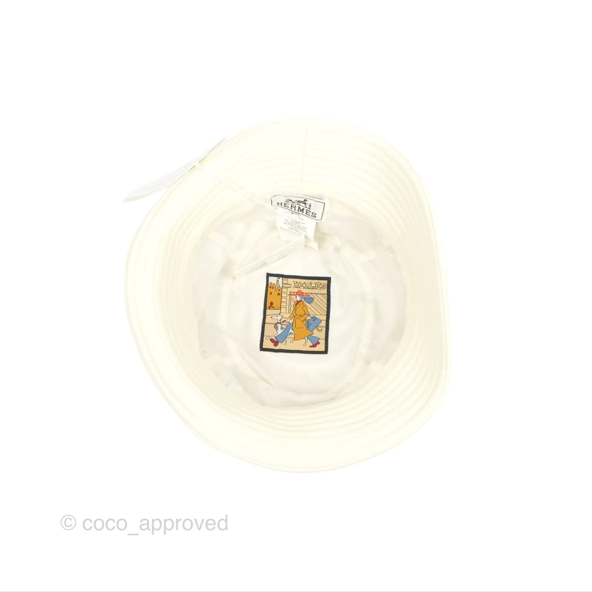 Hermes Calvi Bucket Hat Blanc Casse Deerskin=