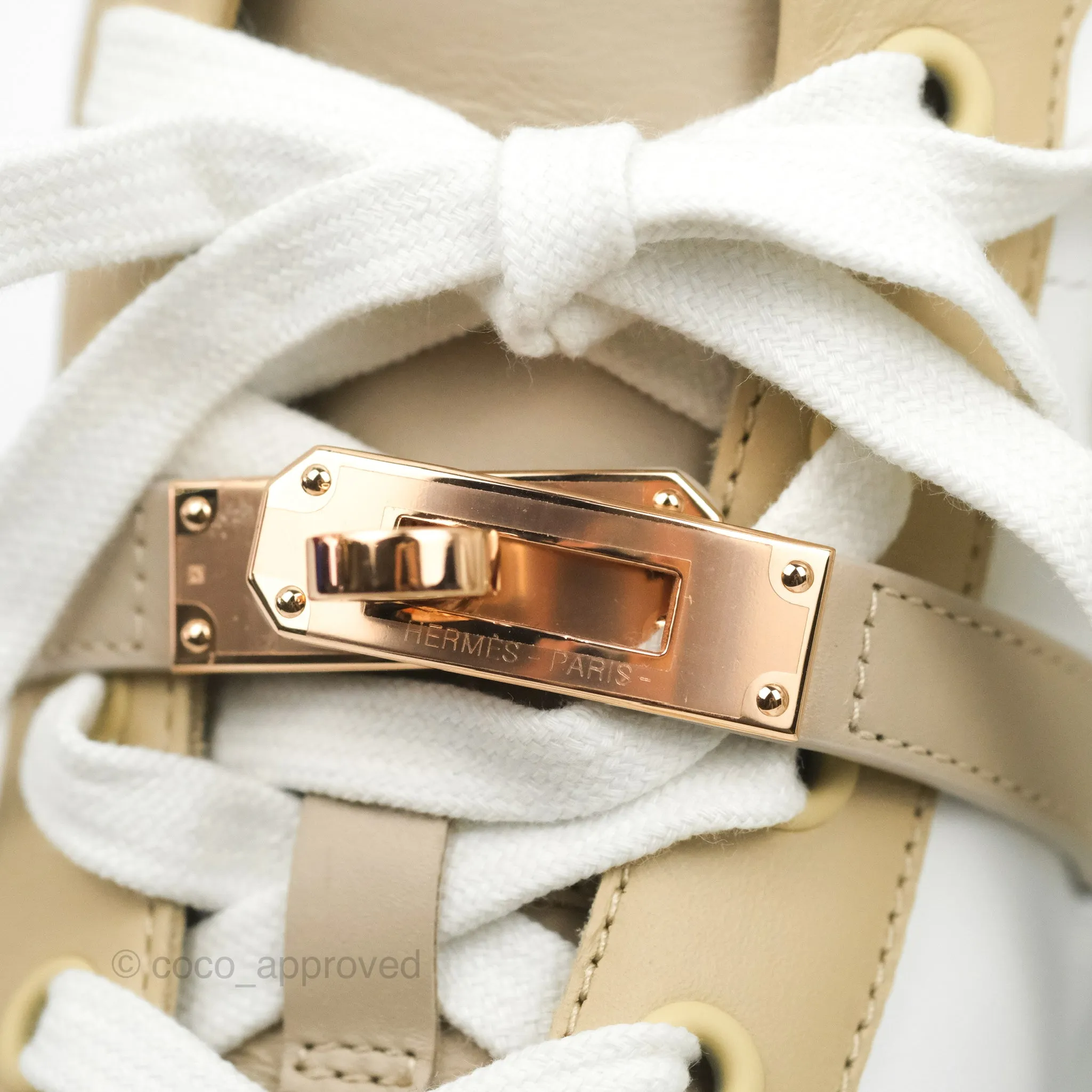 Hermes Daydream High-top Sneaker Multicolore Blanc Rose Gold Size 37.5