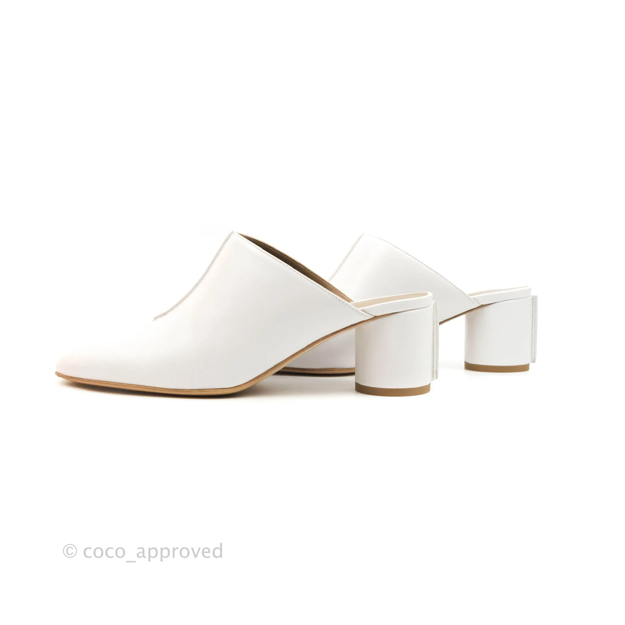 Hermes Detail Mule White Nappa Leather Size 37