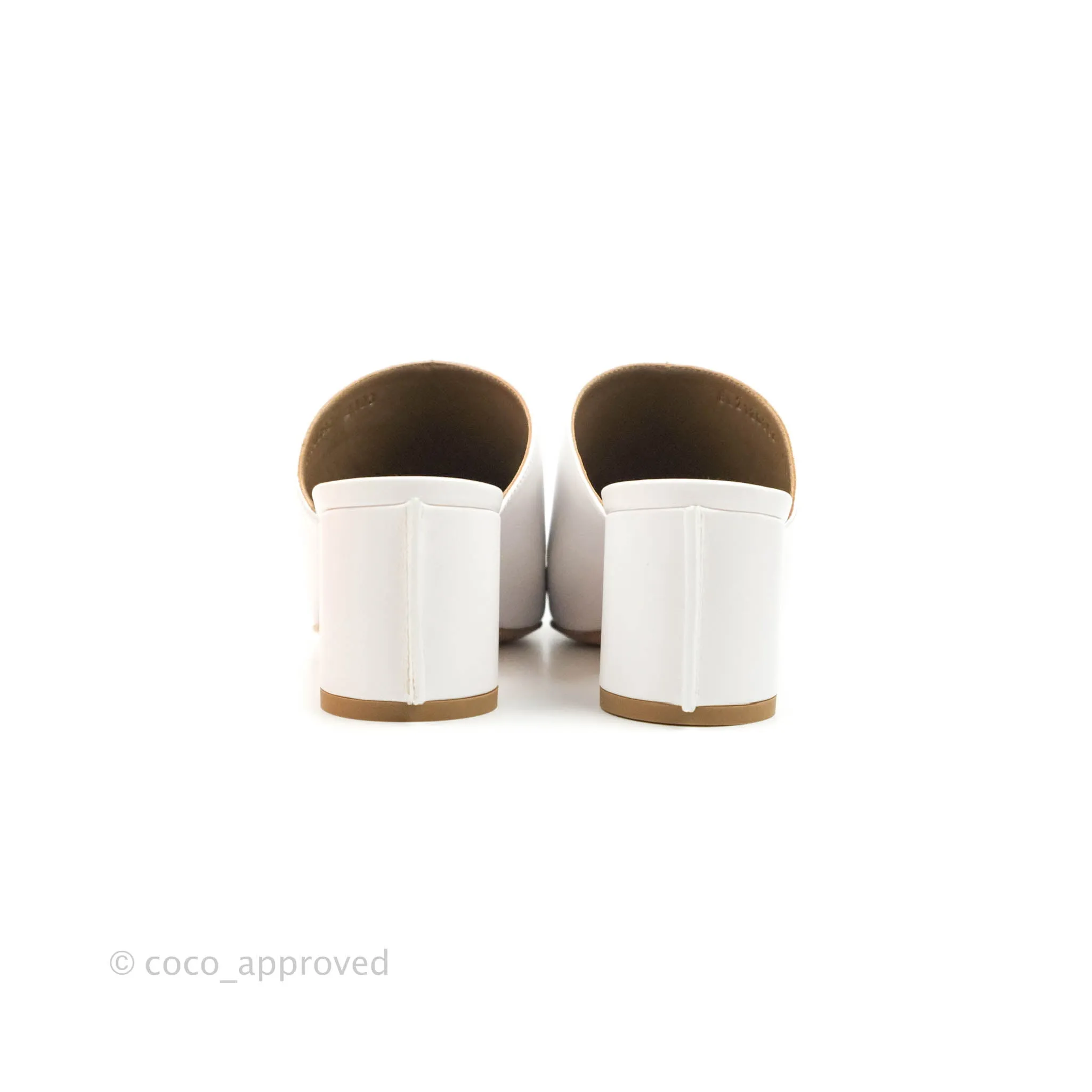 Hermes Detail Mule White Nappa Leather Size 37