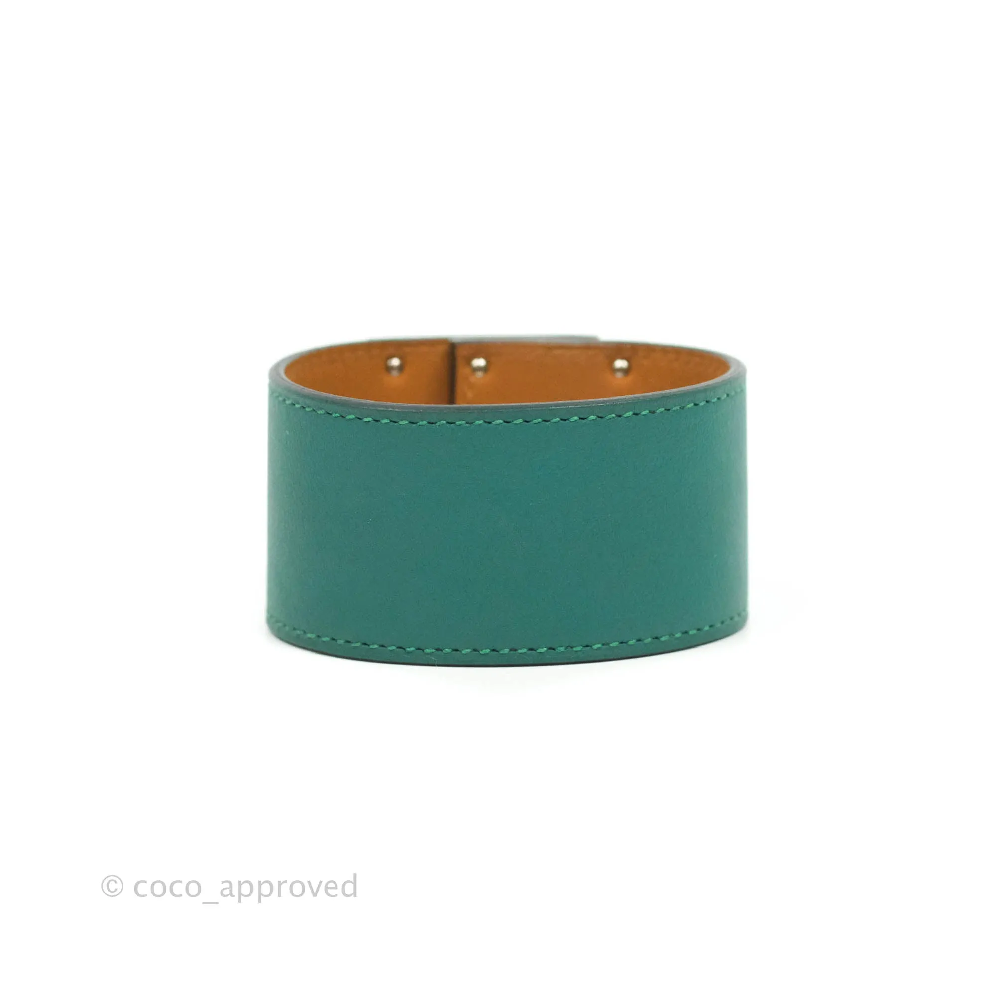 Hermes Dog Green Swift Bracelet Silver Hardware