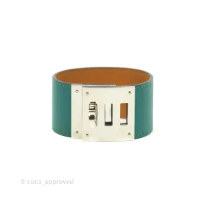 Hermes Dog Green Swift Bracelet Silver Hardware