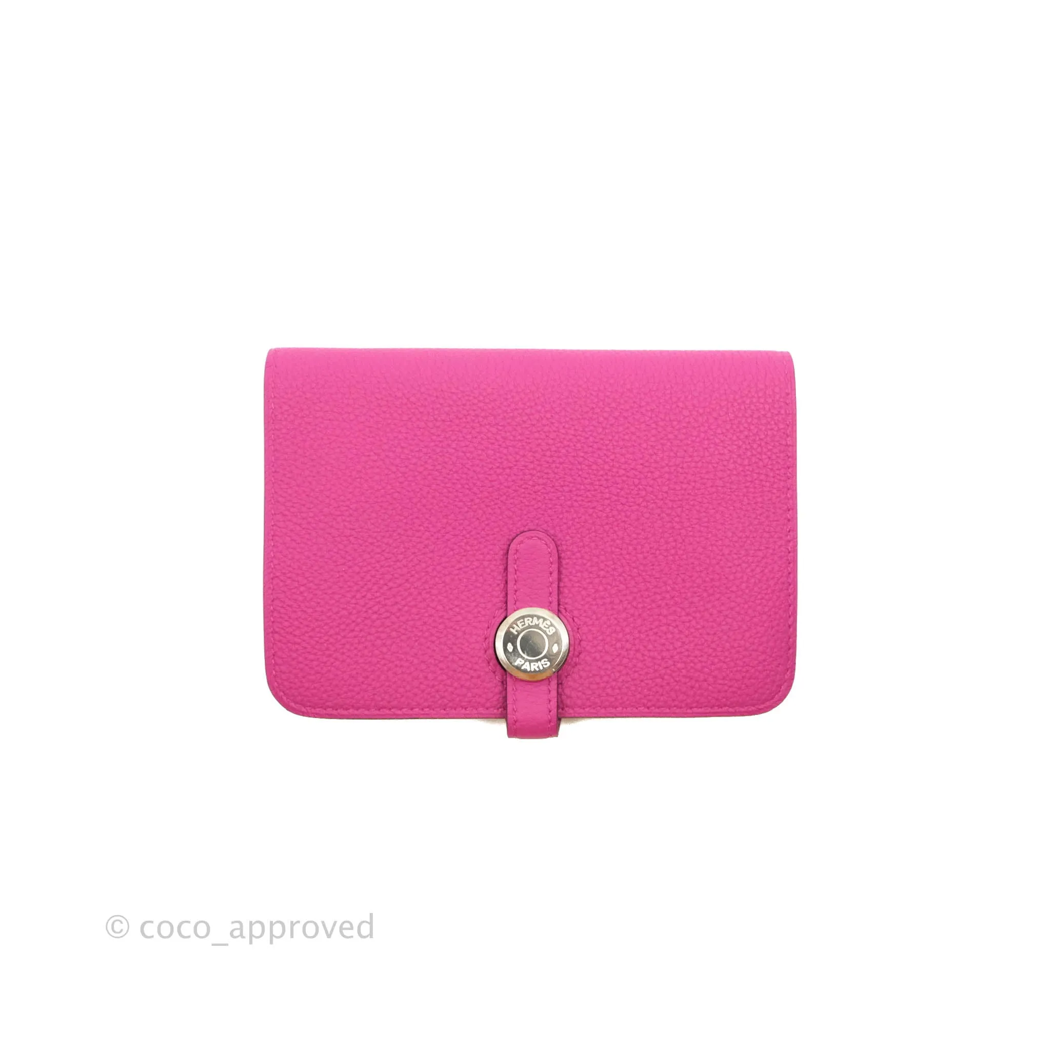 Hermes Dogon Compact wallet Rose Pourpre Silver Hardware