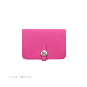 Hermes Dogon Compact wallet Rose Pourpre Silver Hardware